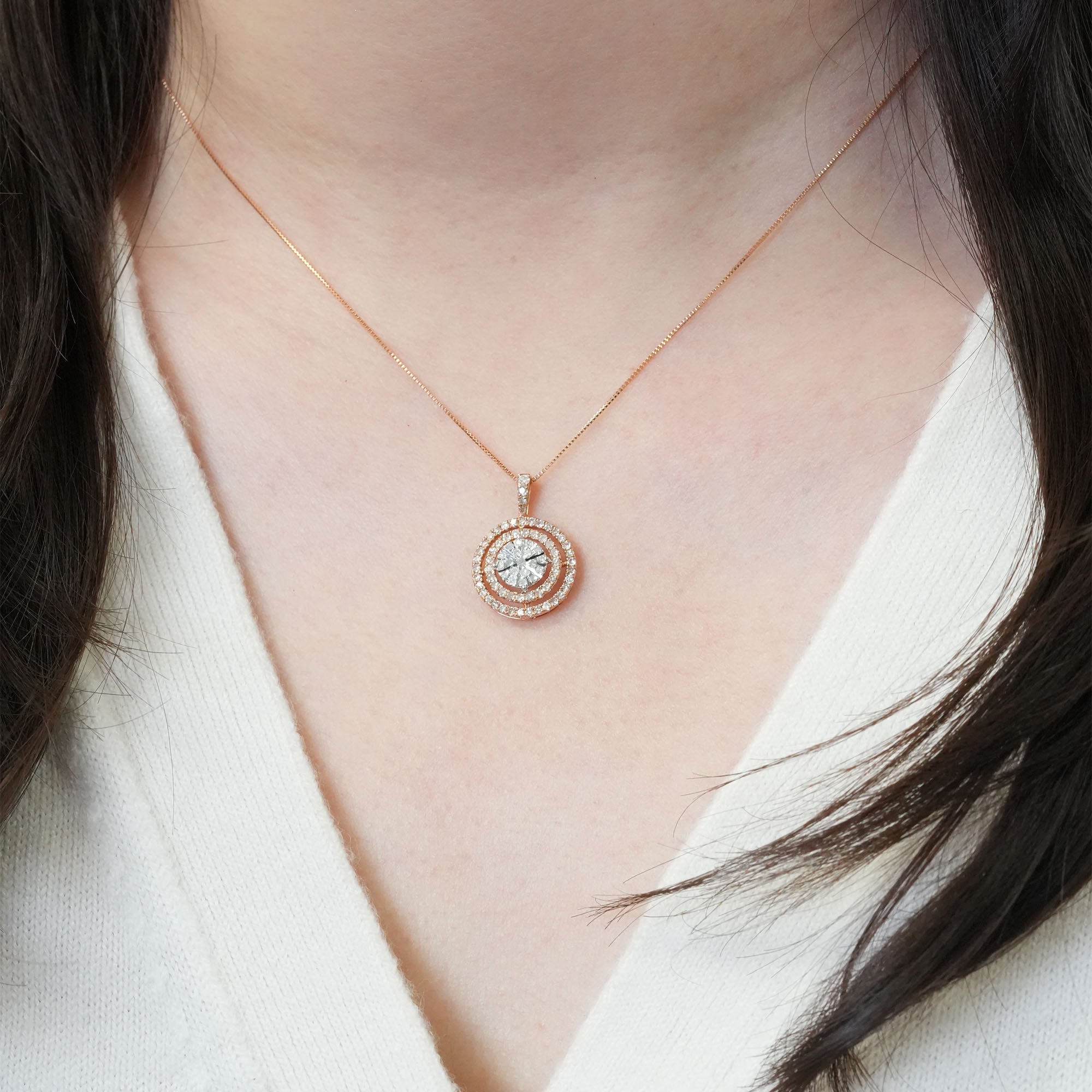 ピザカットデザイン ダイヤモンドペンダントヘッド - K18YG / PG、0.55ct (チェーンはオプション)