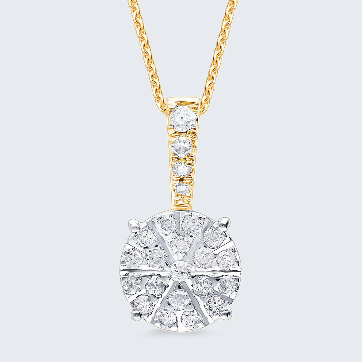 ピザカットデザイン ダイヤモンドペンダントヘッド – K18YG / PG、0.17カラット(チェーンはオプション)