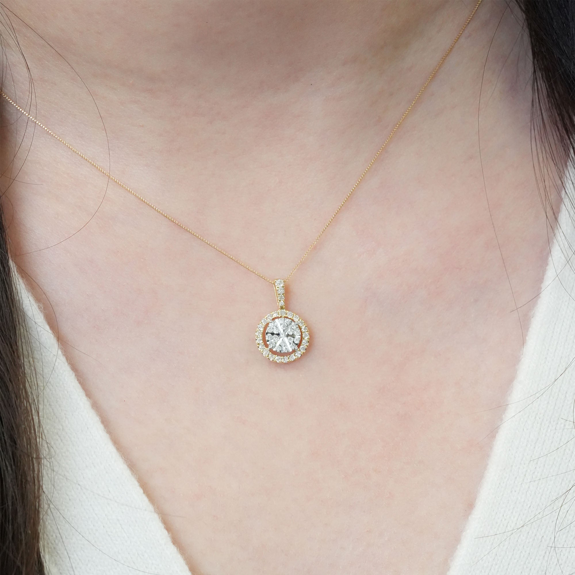 ピザカットデザイン ダイヤモンドペンダントヘッド - K18YG / PG、0.35ct (チェーンはオプション)