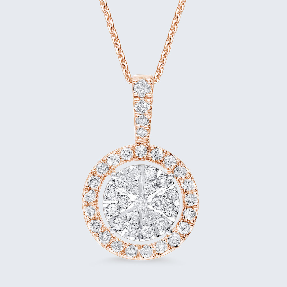 ピザカットデザイン ダイヤモンドペンダントヘッド - K18YG / PG、0.35ct (チェーンはオプション)