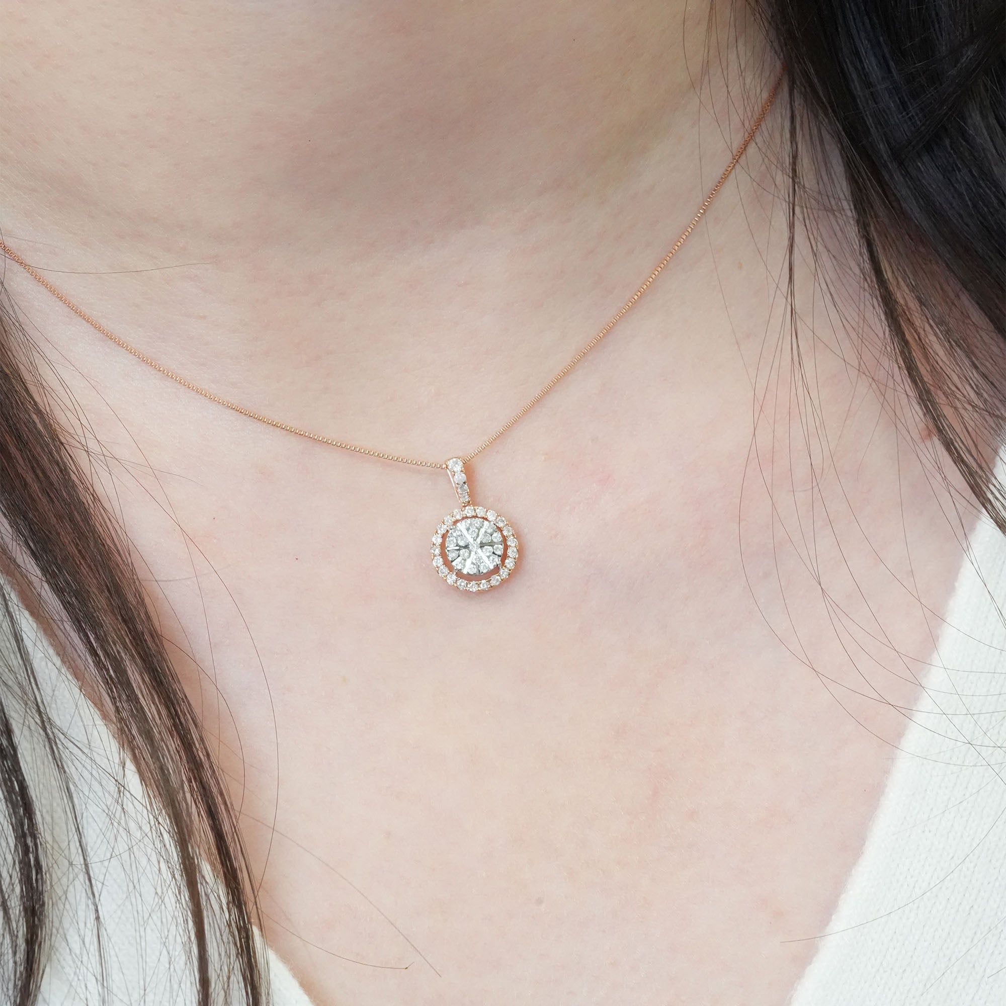 ピザカットデザイン ダイヤモンドペンダントヘッド - K18YG / PG、0.35ct (チェーンはオプション)