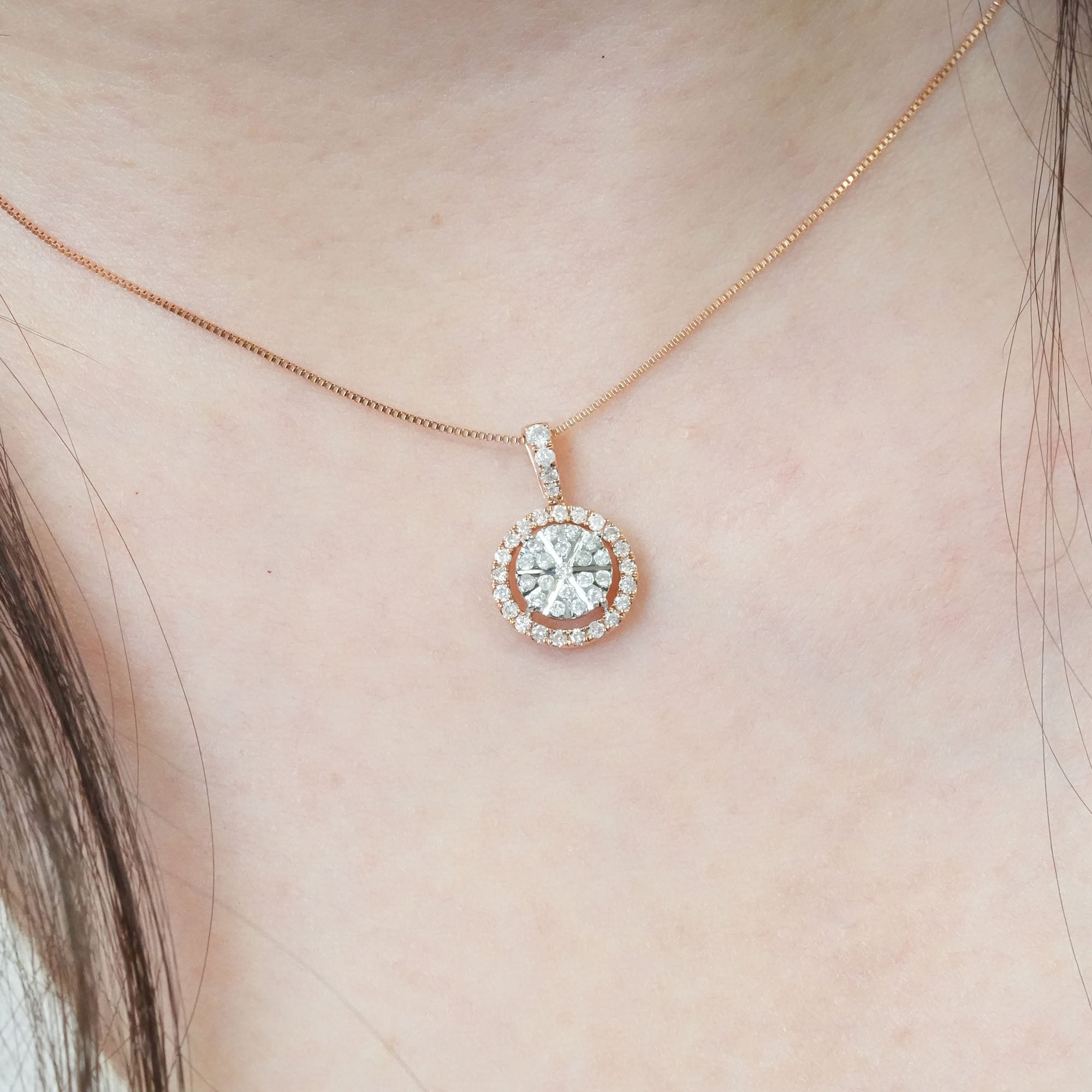 ピザカットデザイン ダイヤモンドペンダントヘッド - K18YG / PG、0.35ct (チェーンはオプション)