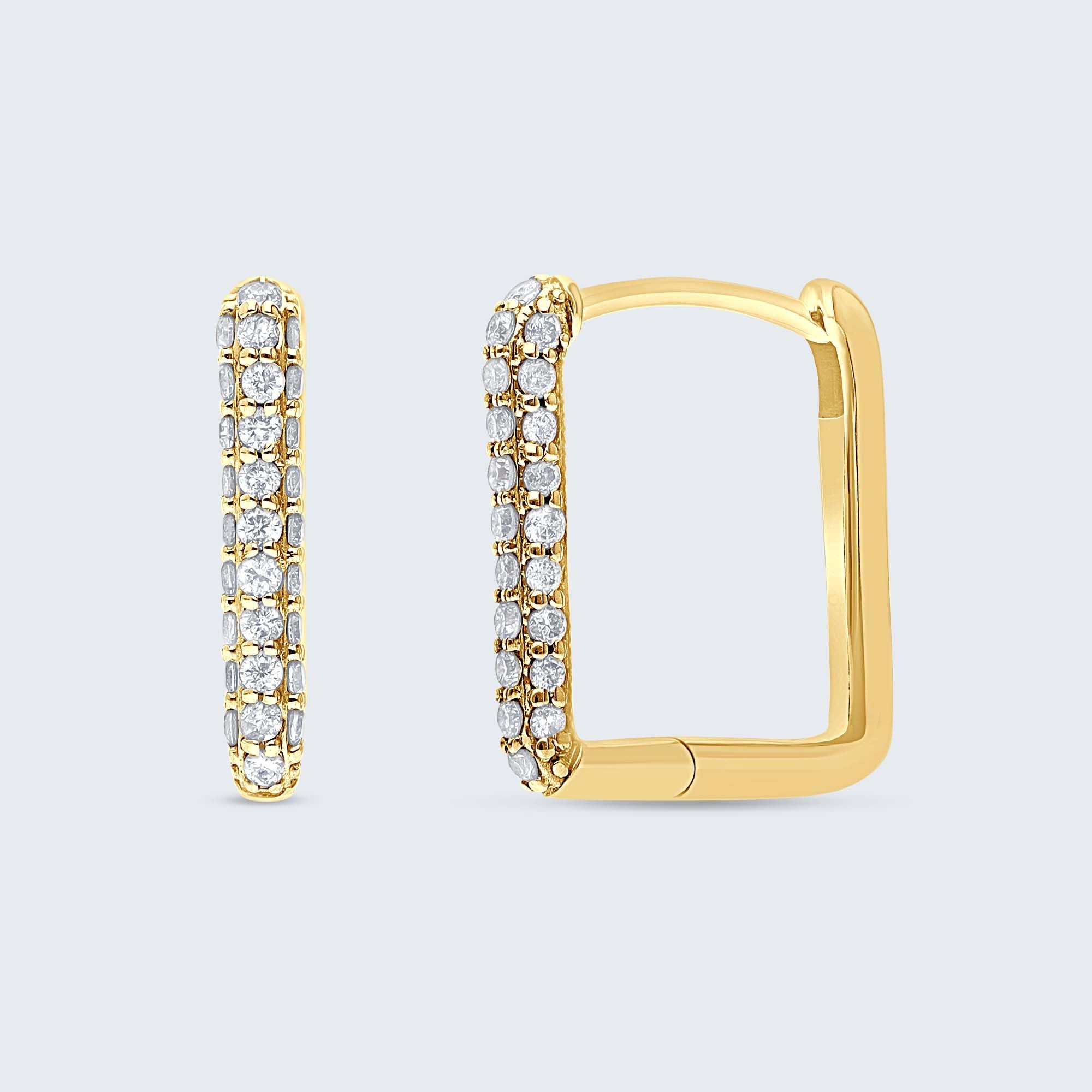 ダイヤモンド スクエアフープ ピアス – 18Kホワイトゴールド/イエローゴールド、0.20カラット