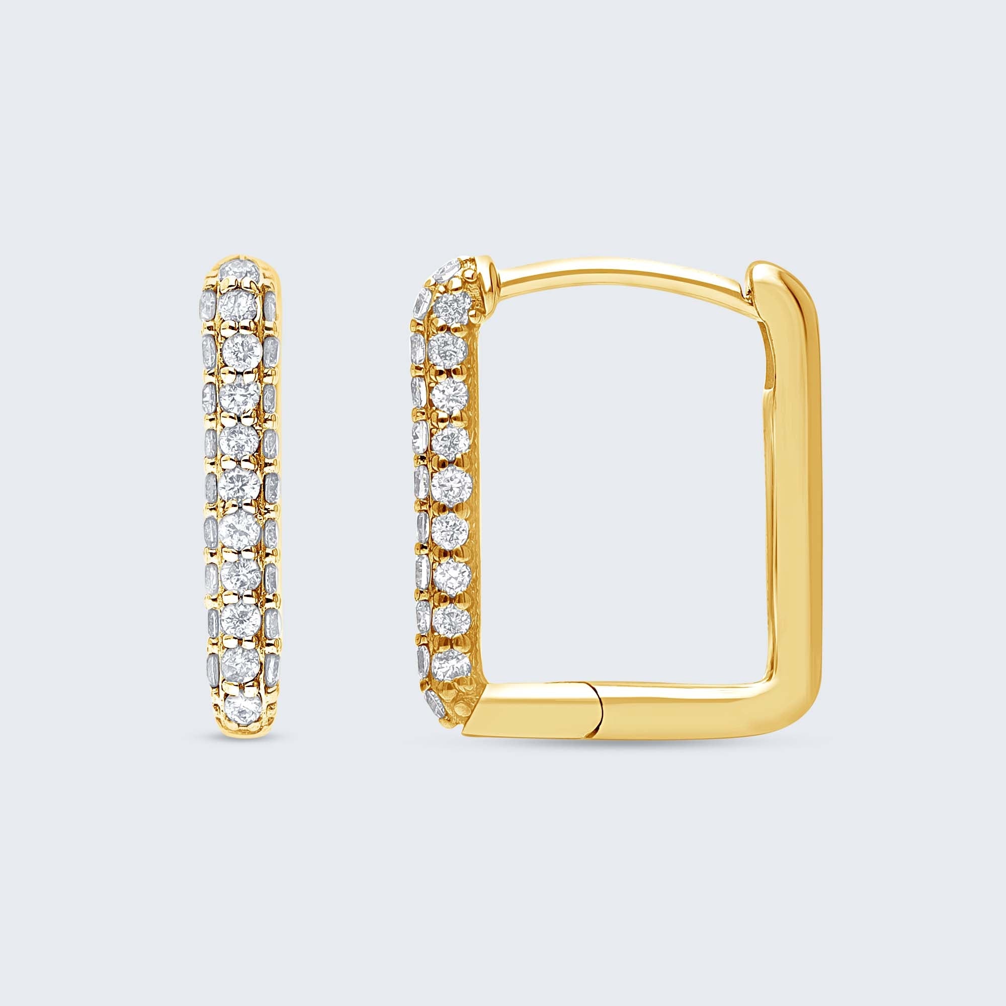 ダイヤモンド スクエアフープ ピアス – 18Kホワイトゴールド/イエローゴールド、0.20カラット