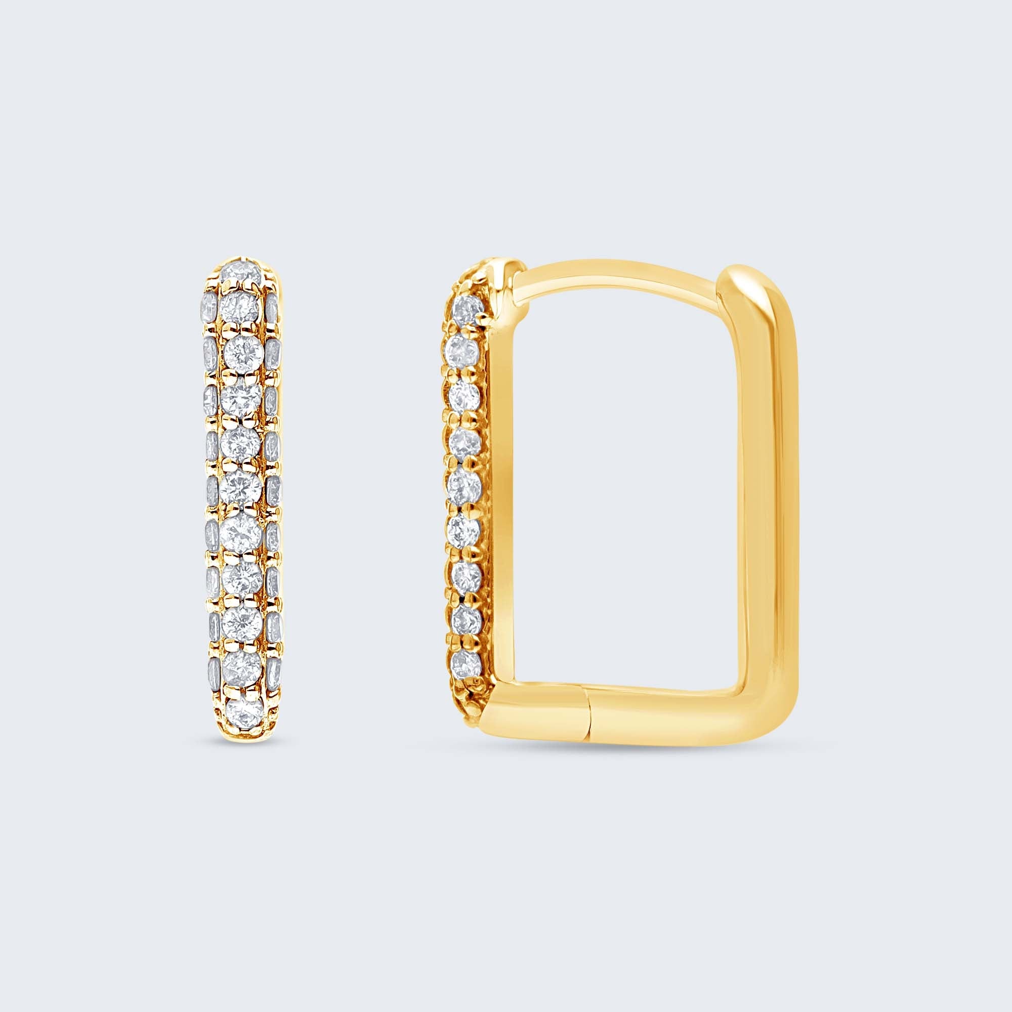 ダイヤモンド スクエアフープ ピアス – 18Kホワイトゴールド/イエローゴールド、0.20カラット