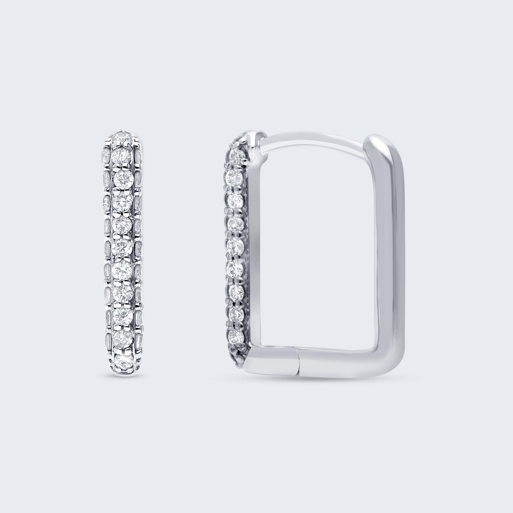 ダイヤモンド スクエアフープ ピアス – 18Kホワイトゴールド/イエローゴールド、0.20カラット