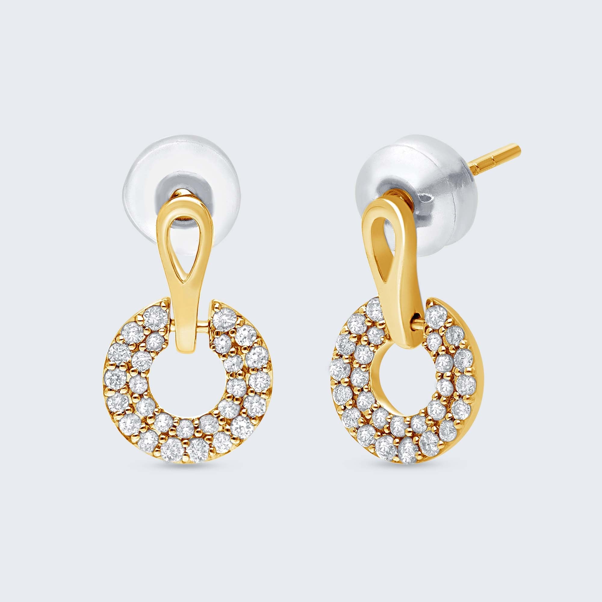 サークルデザイン ダイヤモンド ピアス – 18Kホワイトゴールド/イエローゴールド、0.24カラット