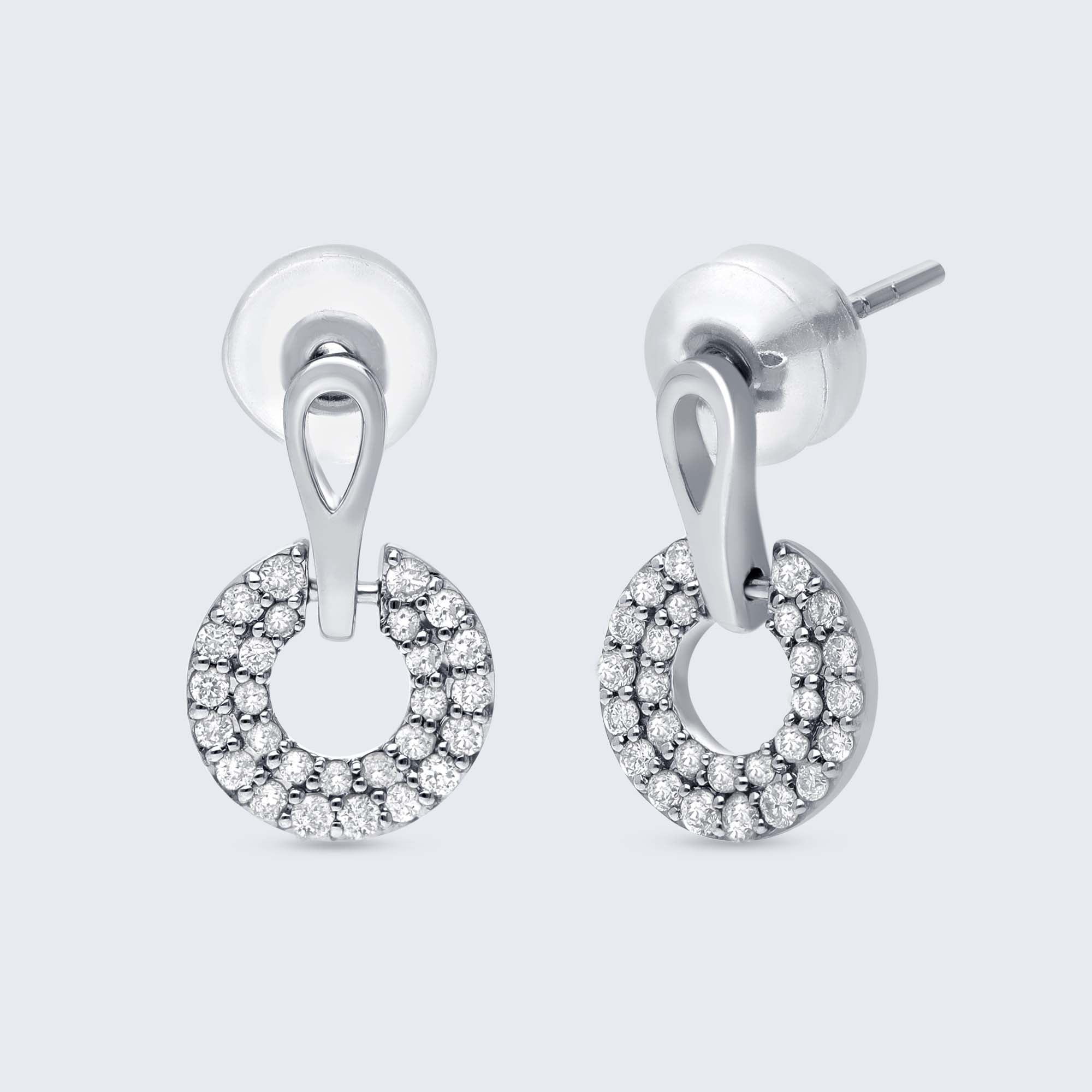 K18 0.24ctダイヤサークルデザインピアス 