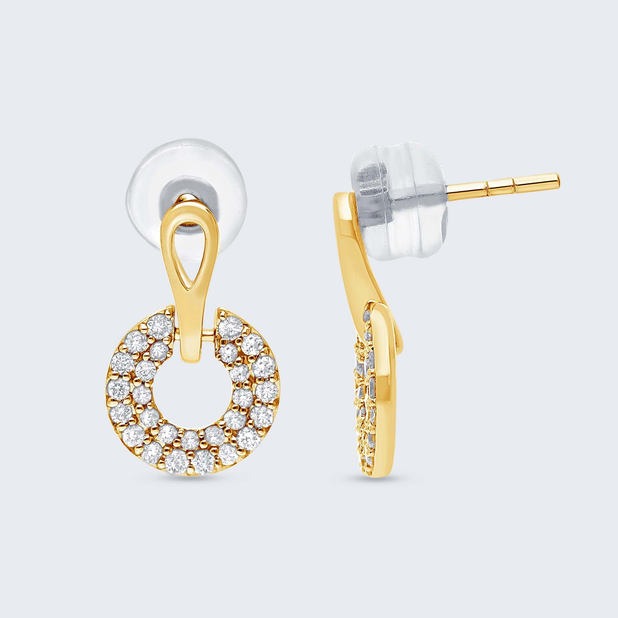 サークルデザイン ダイヤモンド ピアス – 18Kホワイトゴールド/イエローゴールド、0.24カラット