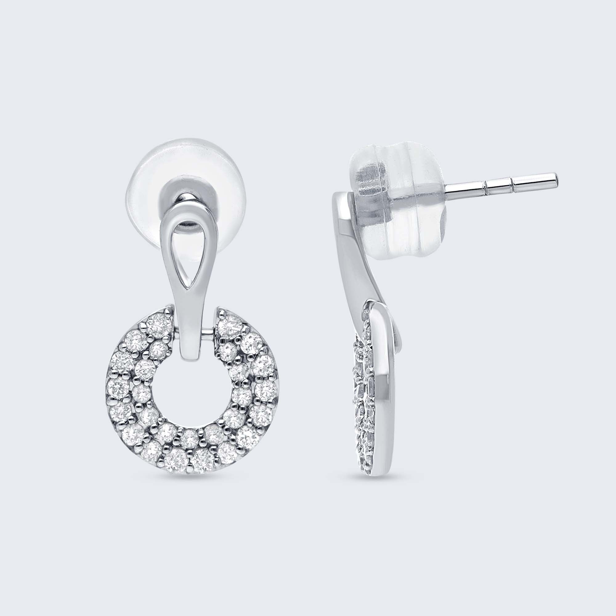 サークルデザイン ダイヤモンド ピアス – 18Kホワイトゴールド/イエローゴールド、0.24カラット