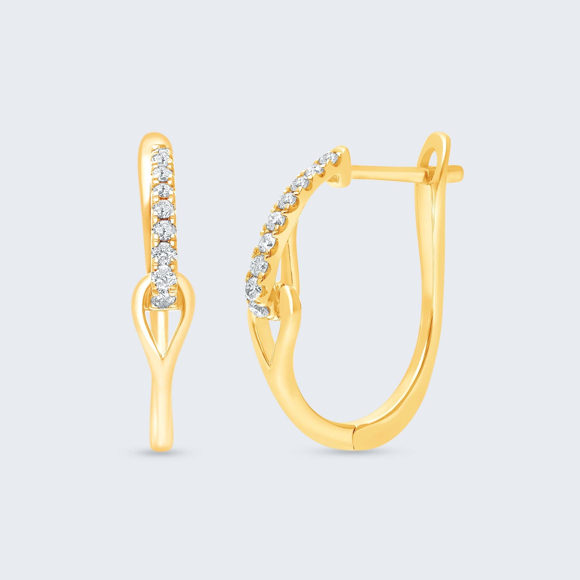 ダイヤモンド フープ ピアス – K18 WG/YG/PG, 0.12カラット