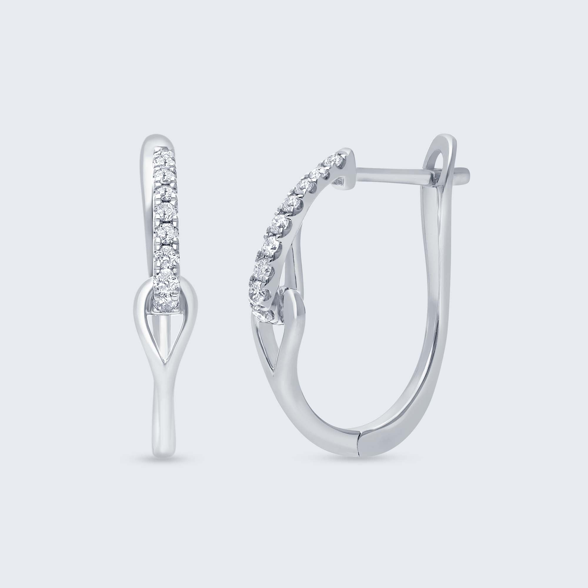 ダイヤモンド フープ ピアス – K18 WG/YG/PG, 0.12カラット