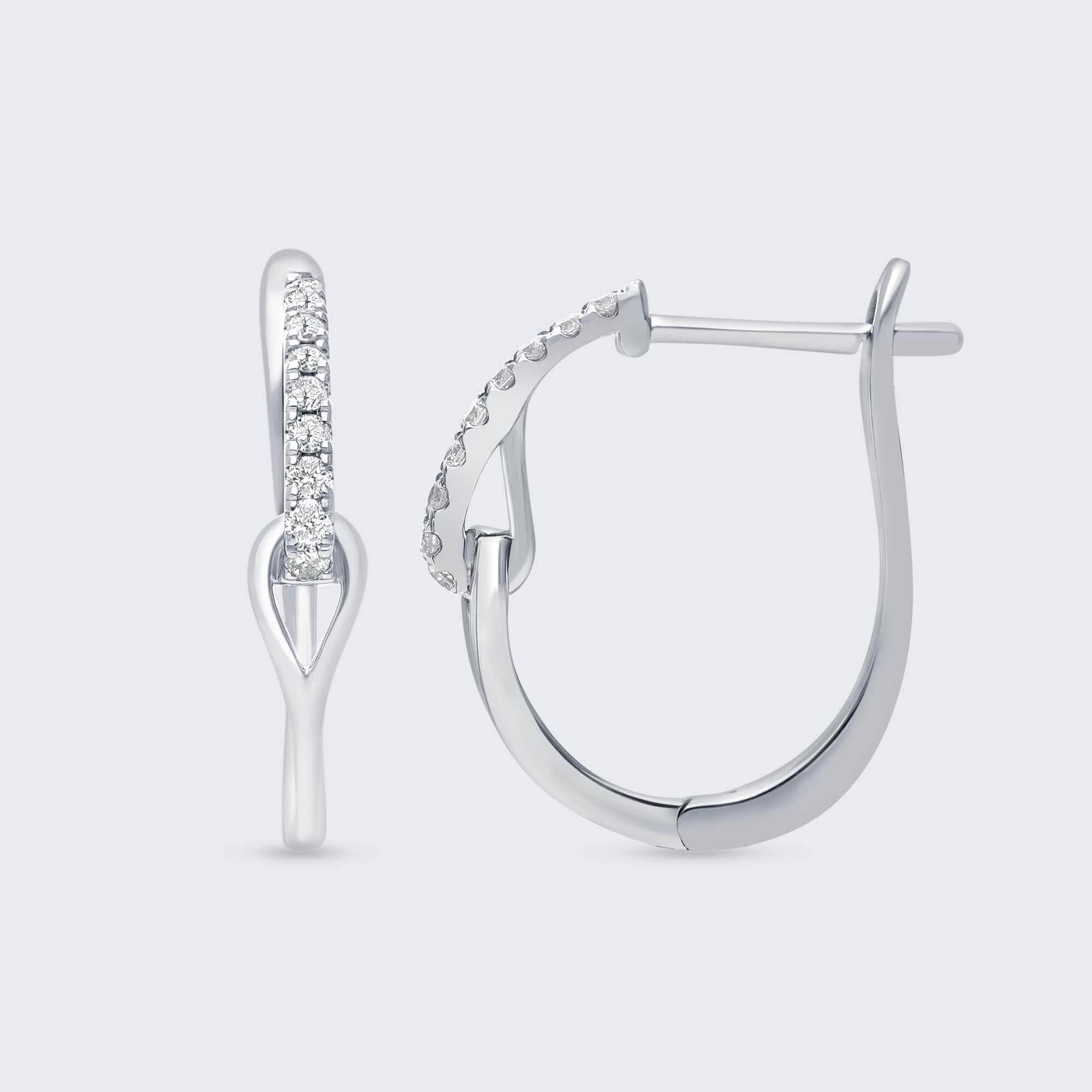 ダイヤモンド フープ ピアス – K18 WG/YG/PG, 0.12カラット