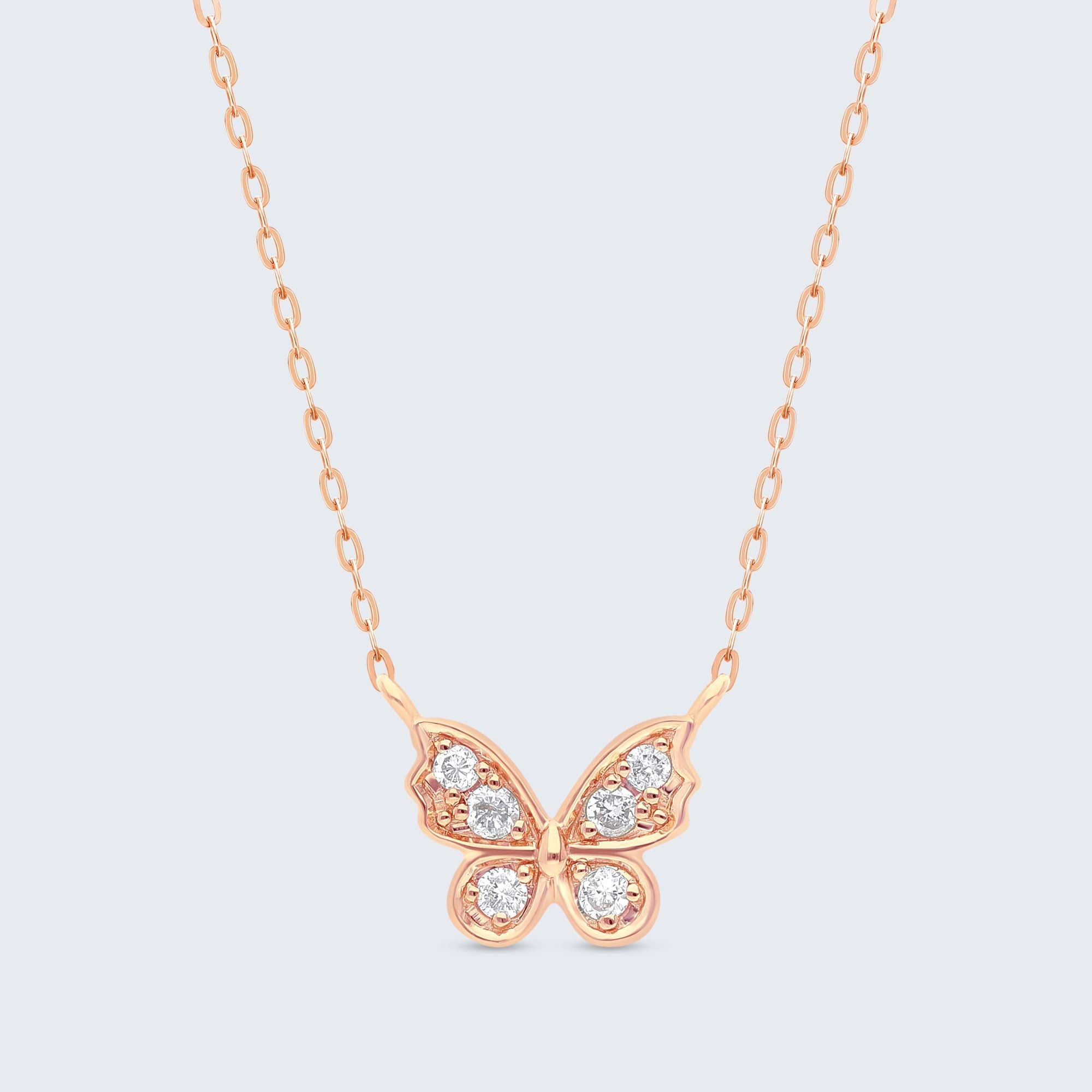 バタフライ ダイヤモンドペンダント – K18YG / WG / PG、0.11カラット