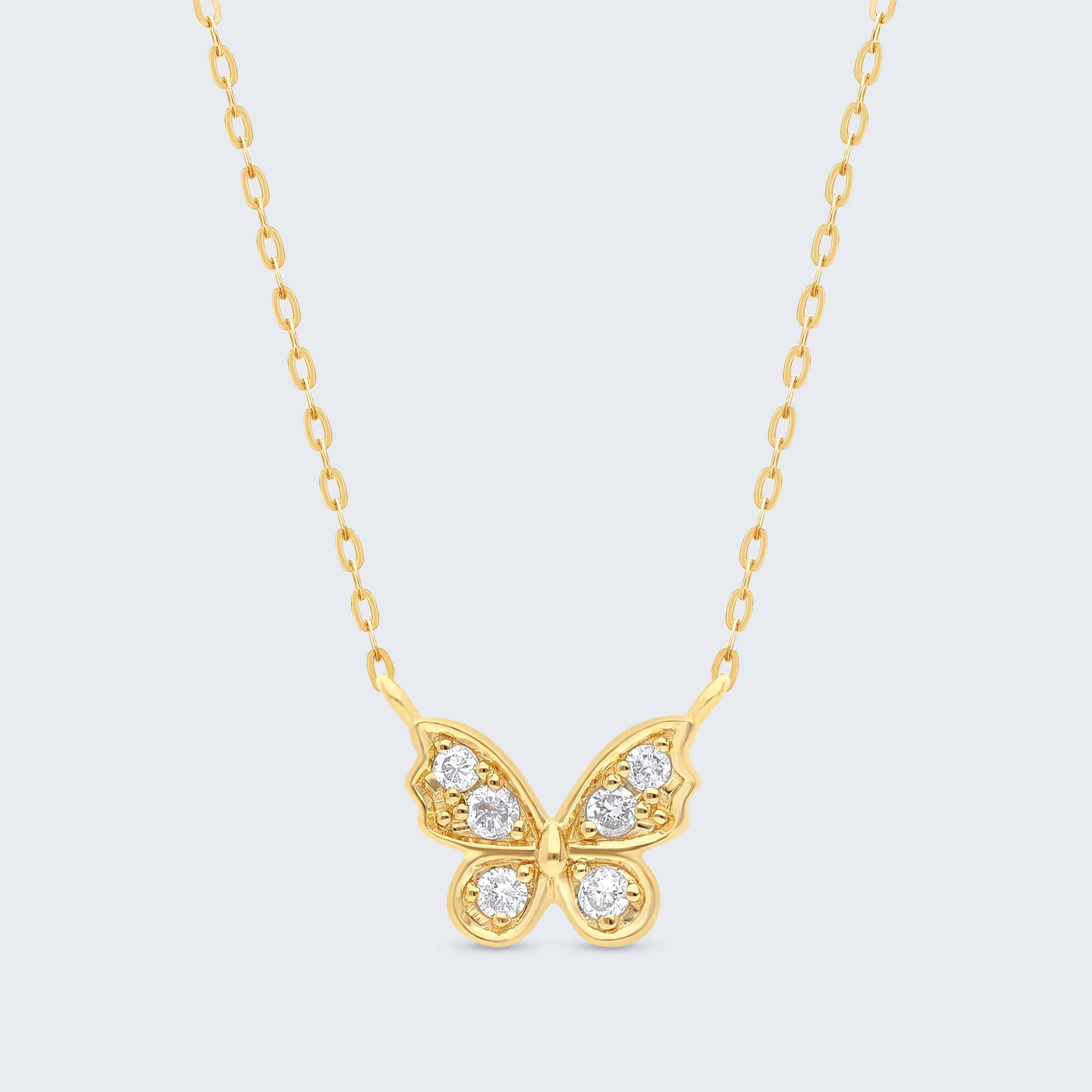 バタフライ ダイヤモンドペンダント – K18YG / WG / PG、0.11カラット