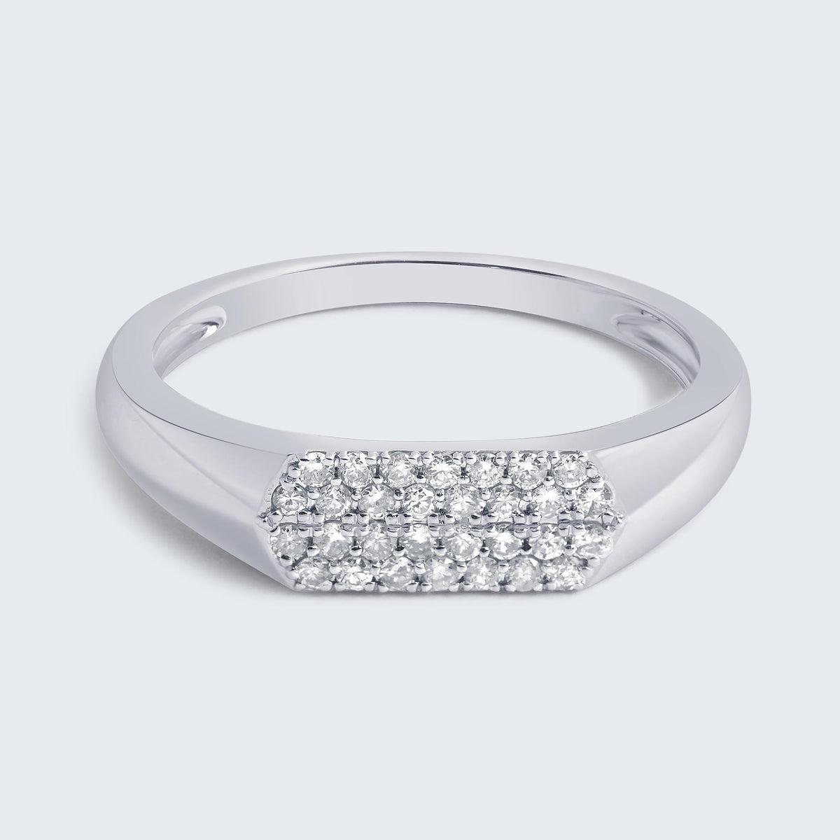 フラットパヴェ ダイヤモンド リング – K18WG、0.20ct