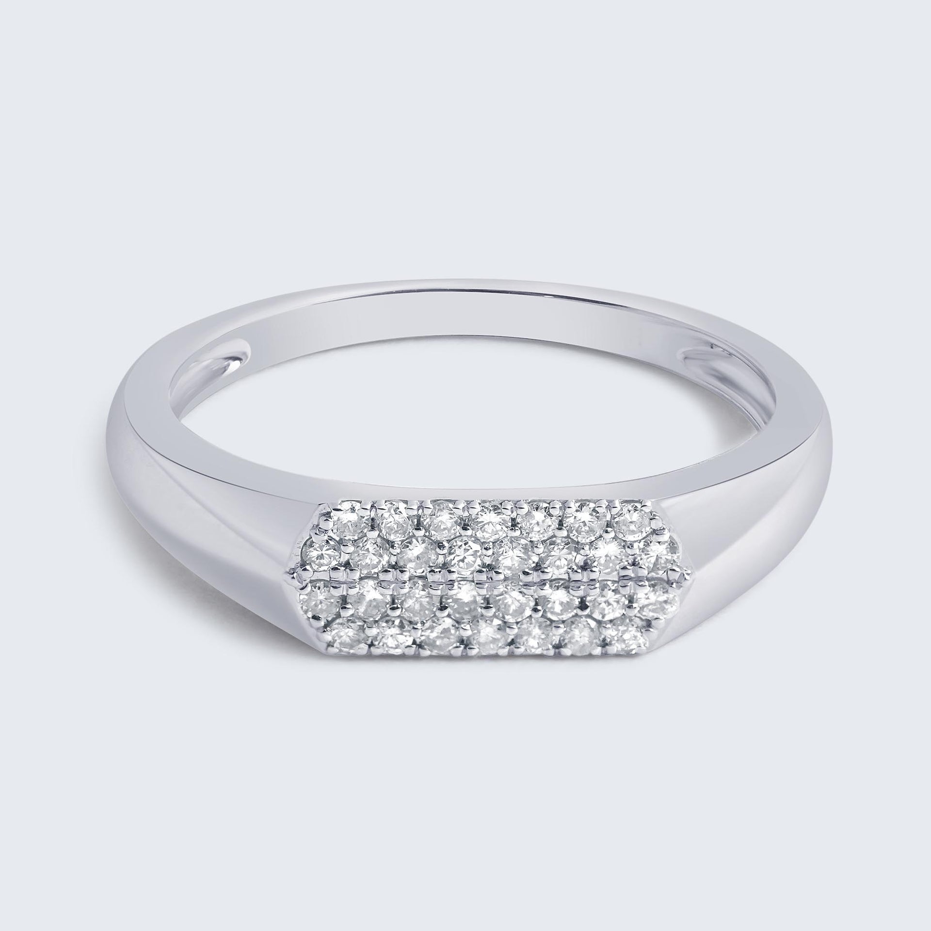フラットパヴェ ダイヤモンド リング – K18WG、0.20ct