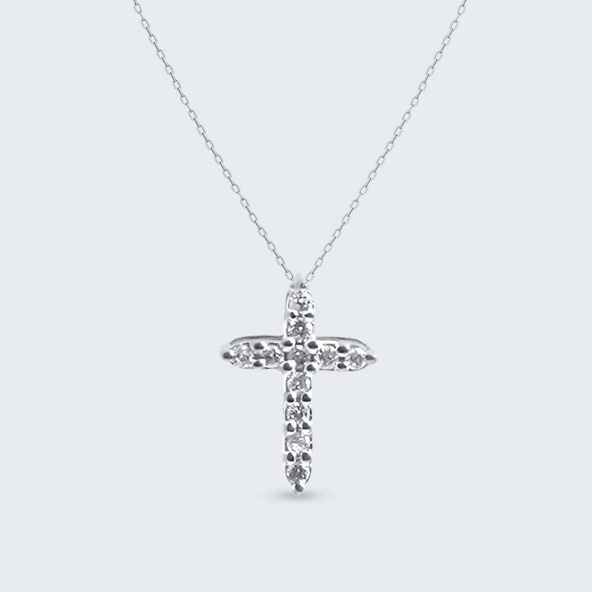 K18 0.04ctダイヤクロスペンダント 