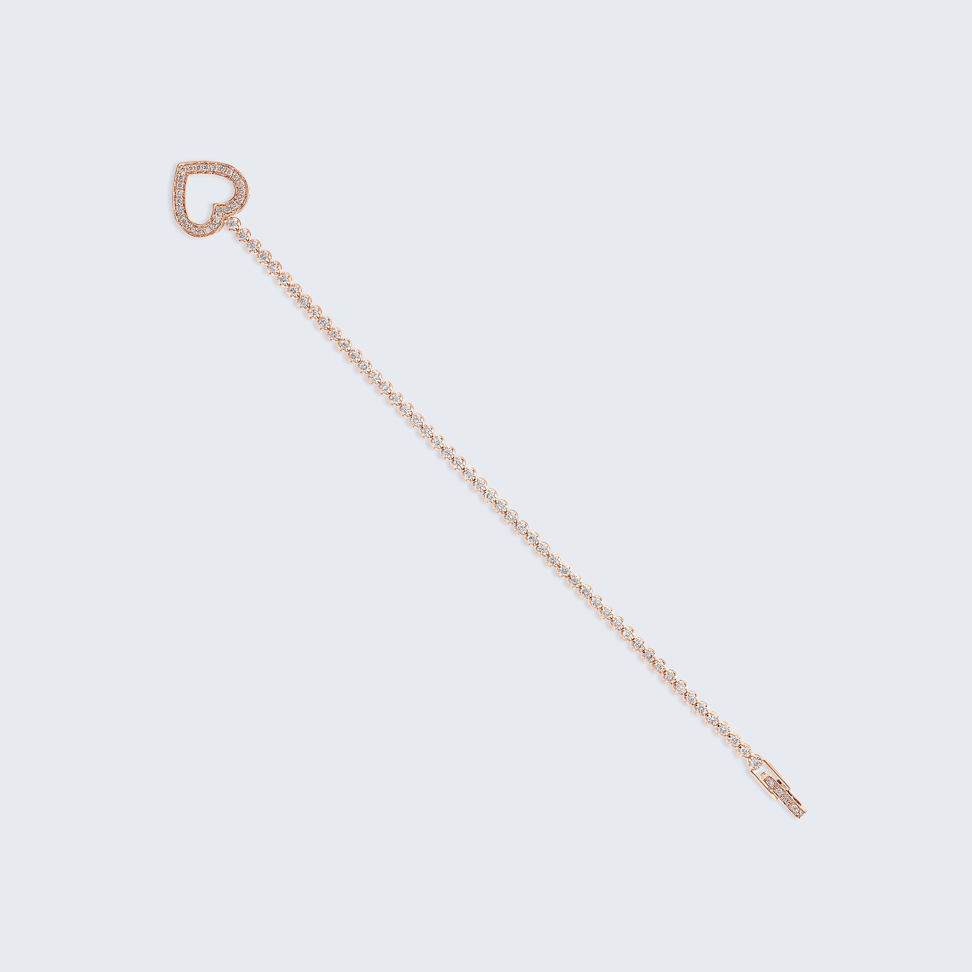 ハートクラスプ ダイヤモンド テニスブレスレット - 18Kゴールド、2.0カラット