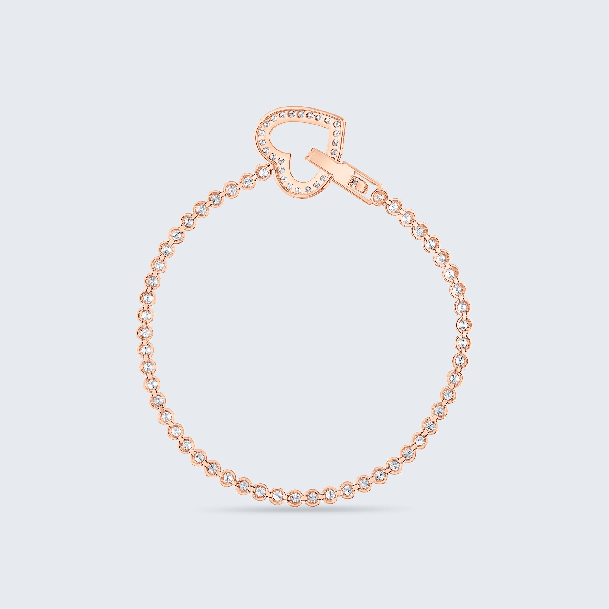 ハートクラスプ ダイヤモンド テニスブレスレット - 18Kゴールド、2.0カラット