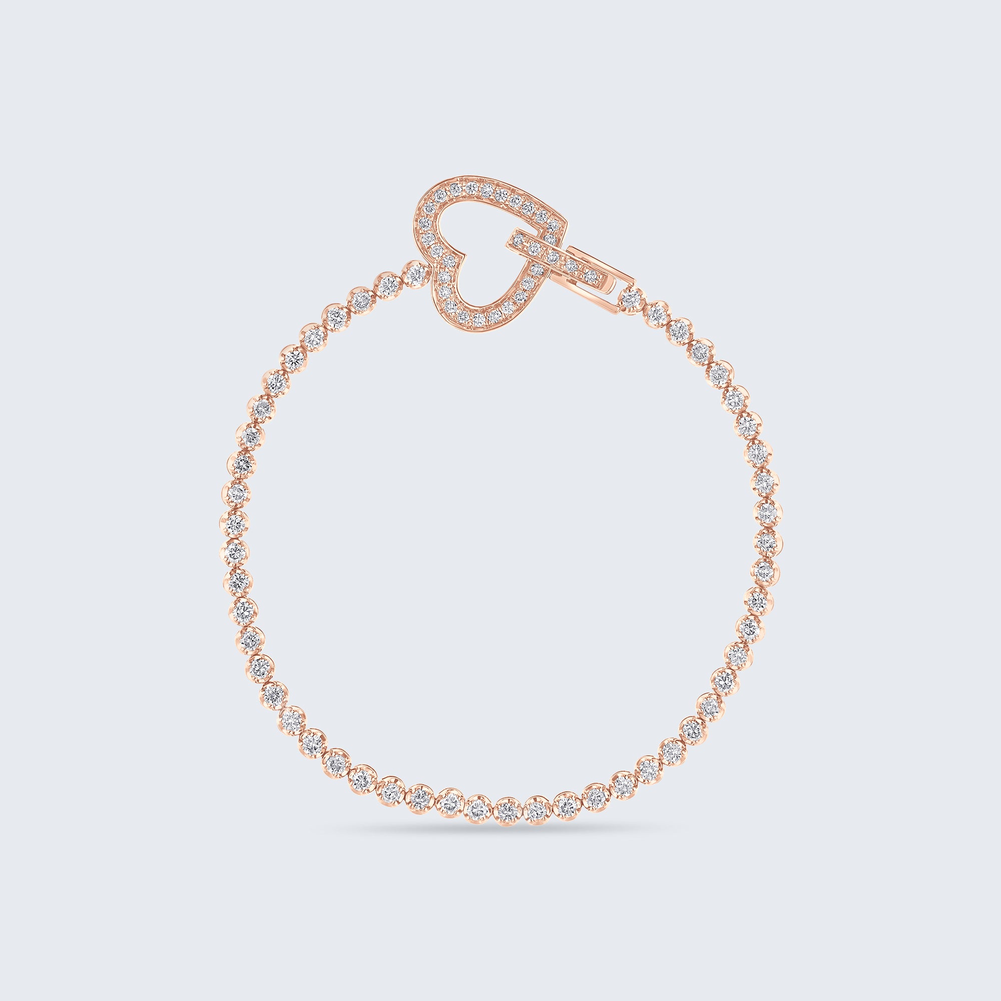 ハートクラスプ ダイヤモンド テニスブレスレット - 18Kゴールド、2.0カラット