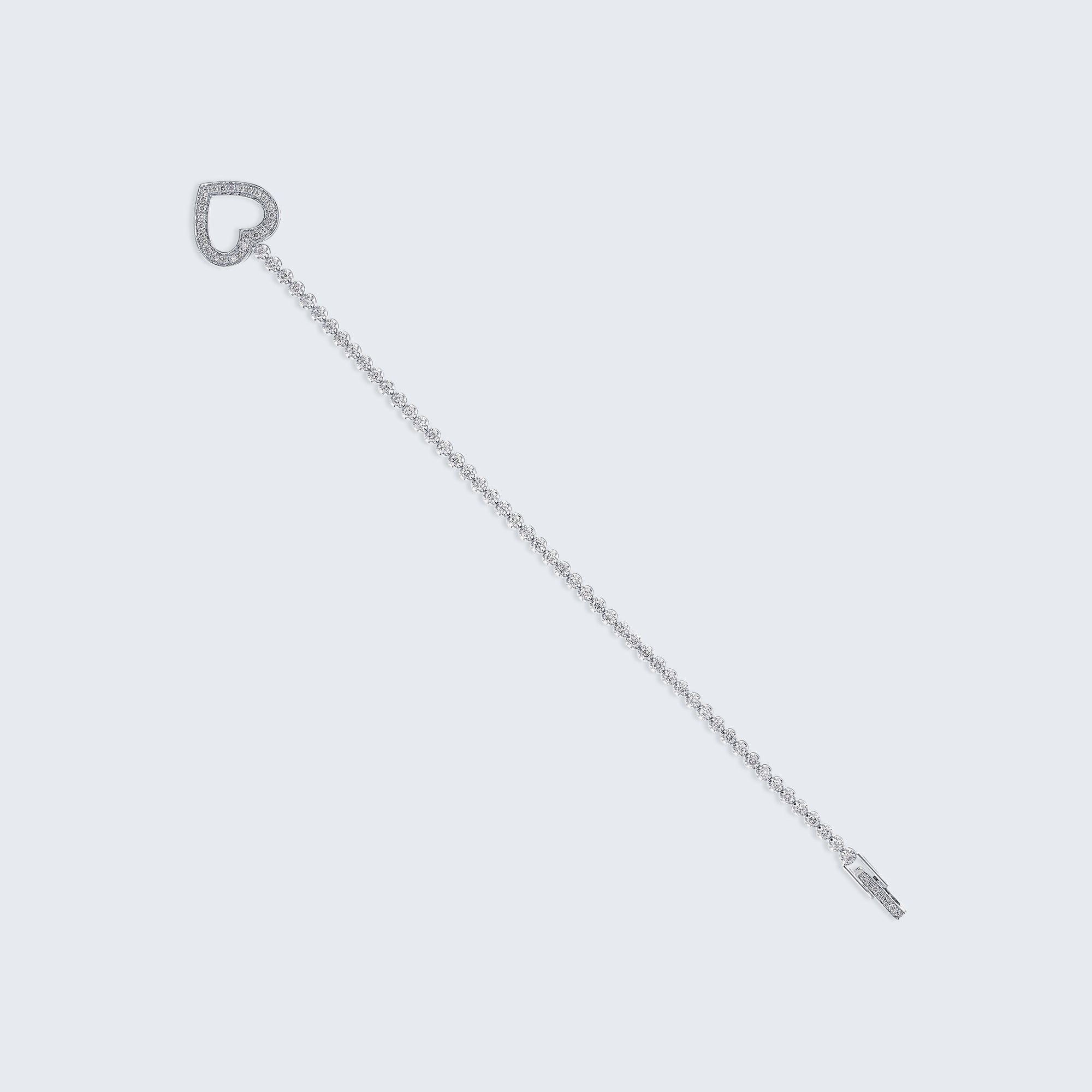 ハートクラスプ ダイヤモンド テニスブレスレット - 18Kゴールド、2.0カラット