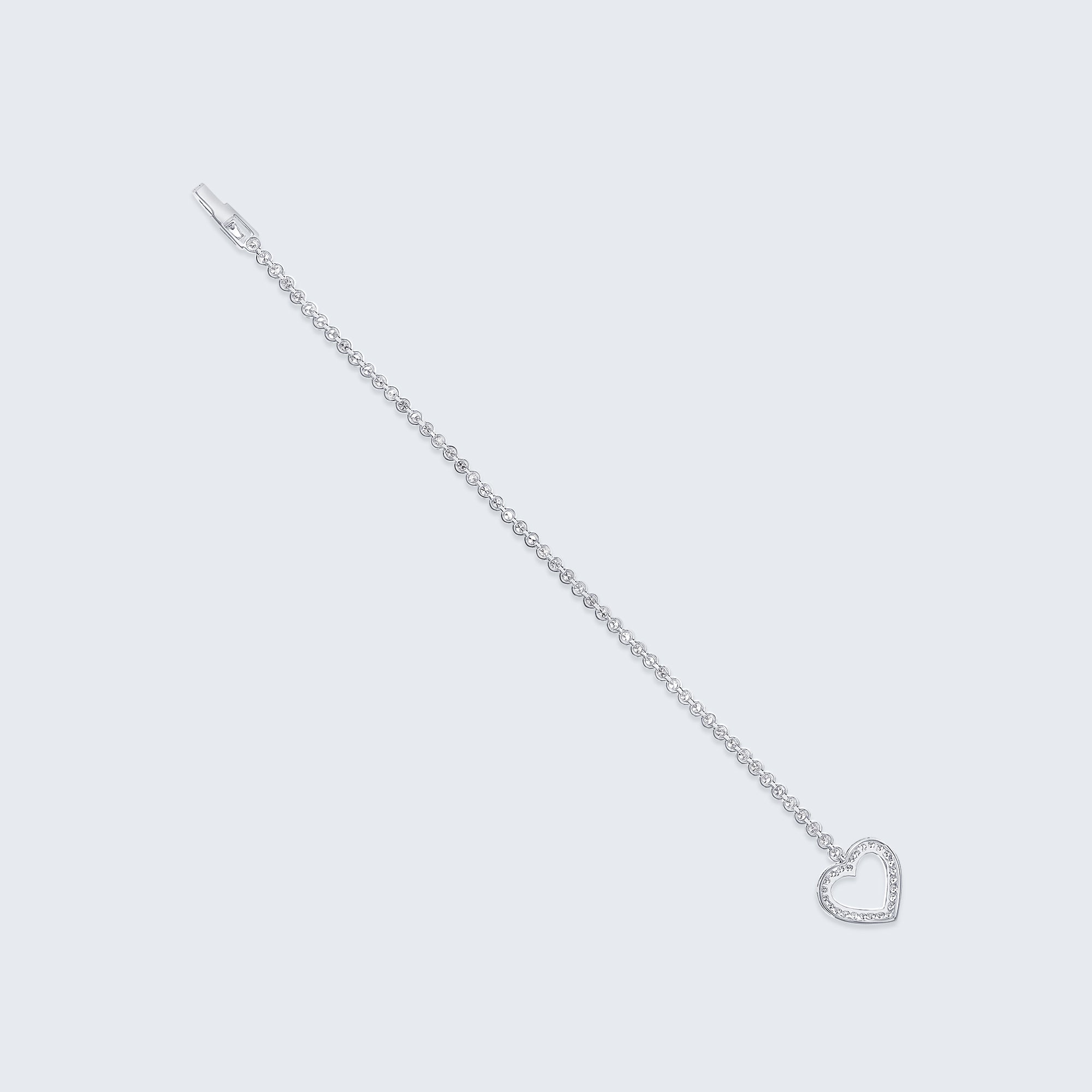 ハートクラスプ ダイヤモンド テニスブレスレット - 18Kゴールド、2.0カラット