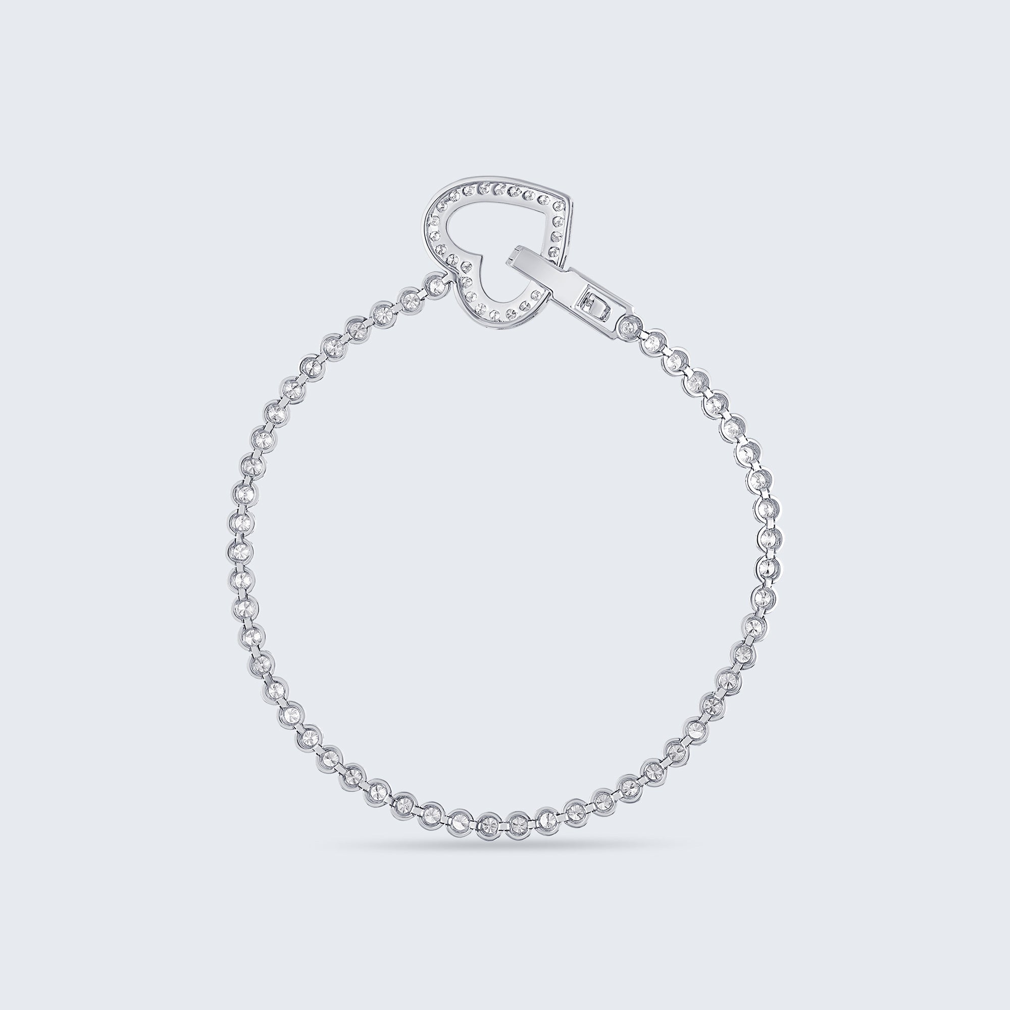 ハートクラスプ ダイヤモンド テニスブレスレット - 18Kゴールド、2.0カラット