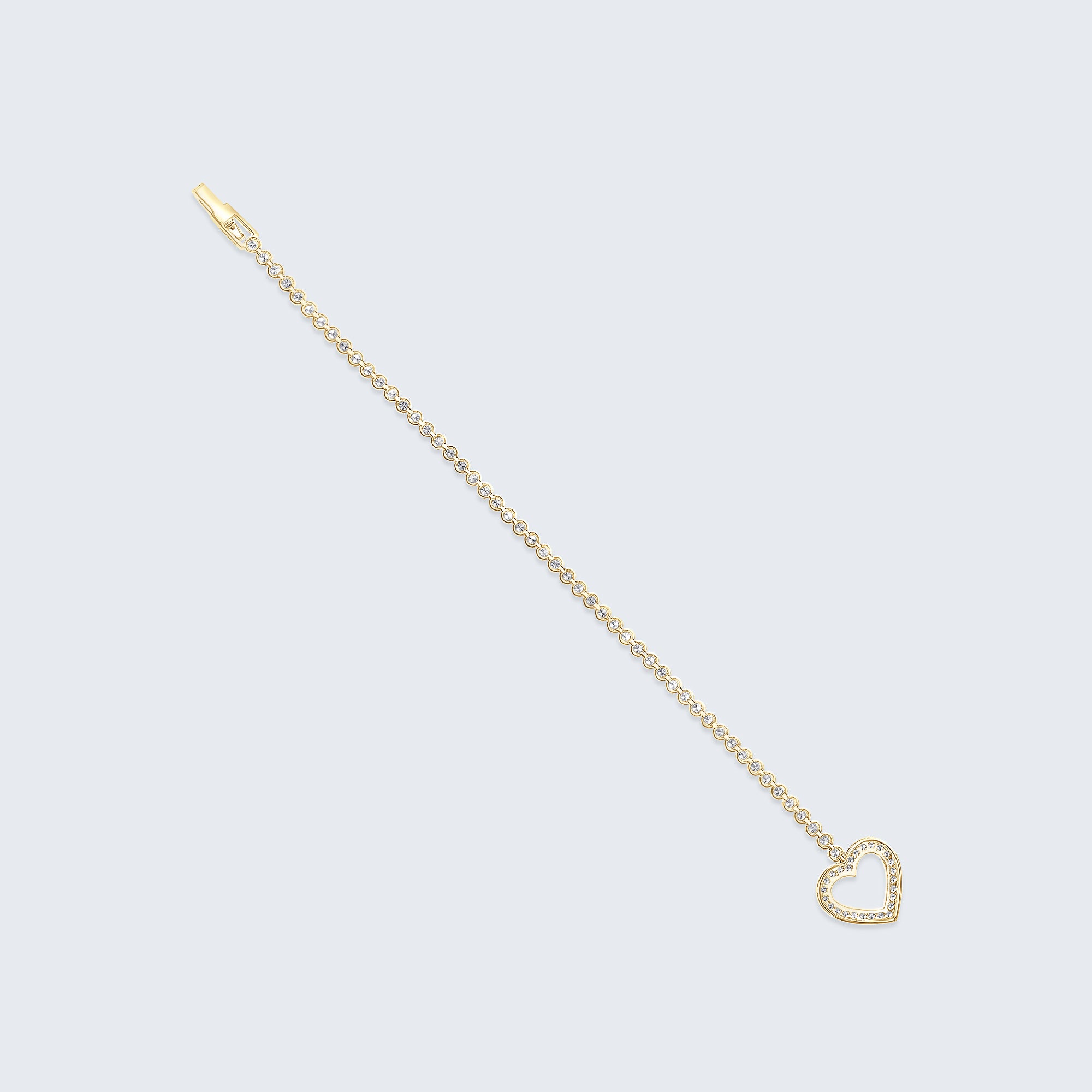 ハートクラスプ ダイヤモンド テニスブレスレット - 18Kゴールド、2.0カラット