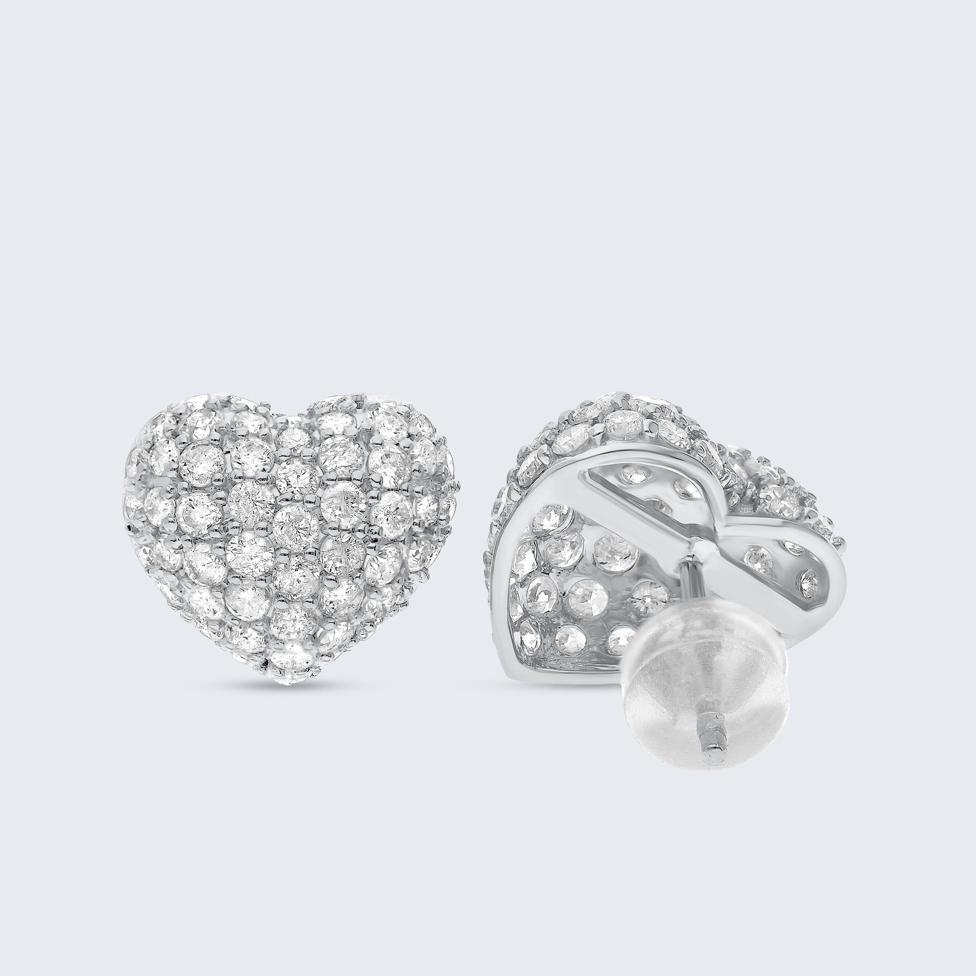 ダイヤモンドパヴェハートイヤリング – 18Kゴールド、2.0カラット