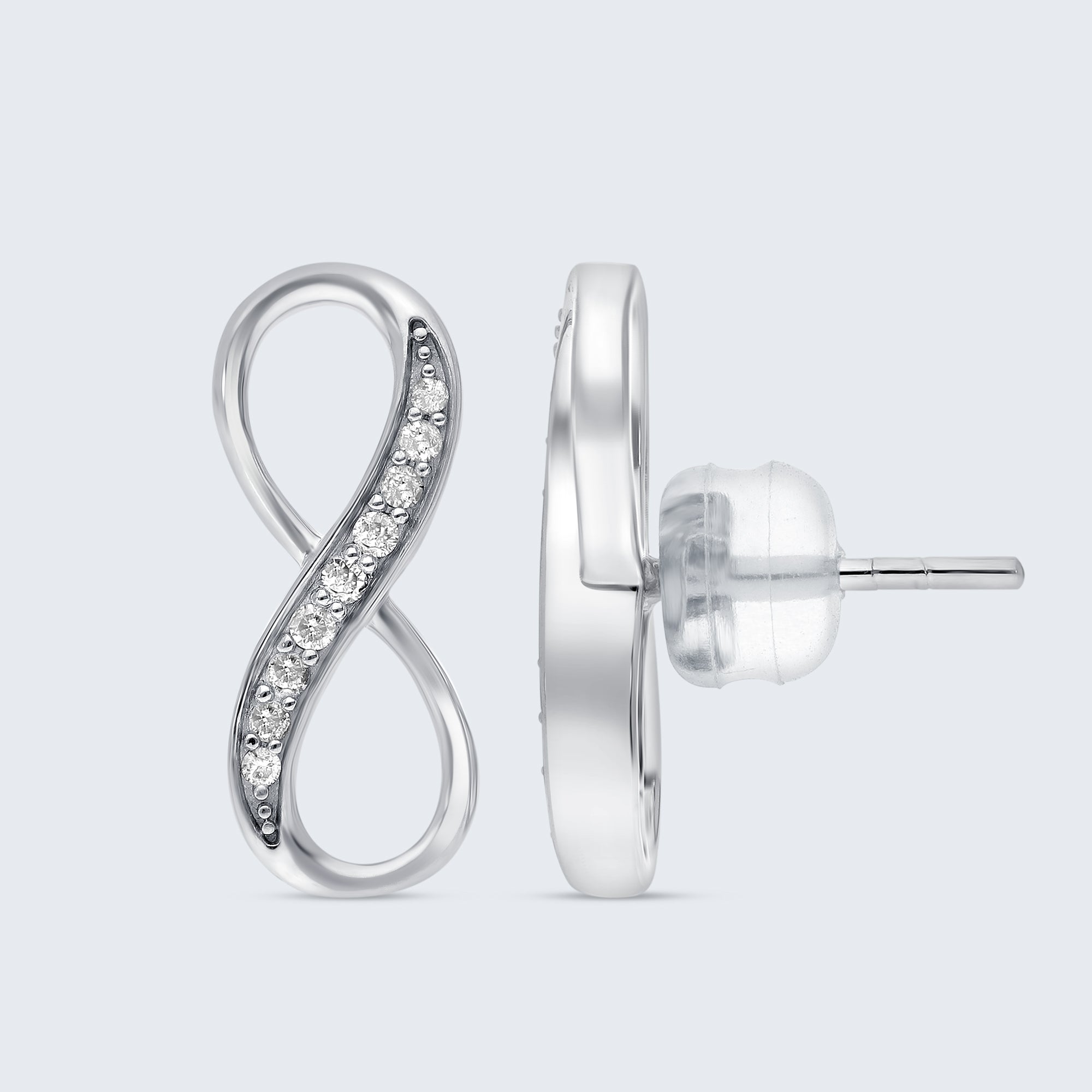 インフィニティ ダイヤ ピアス ダイヤモンド イヤリング – 18Kゴールド、0.10カラット