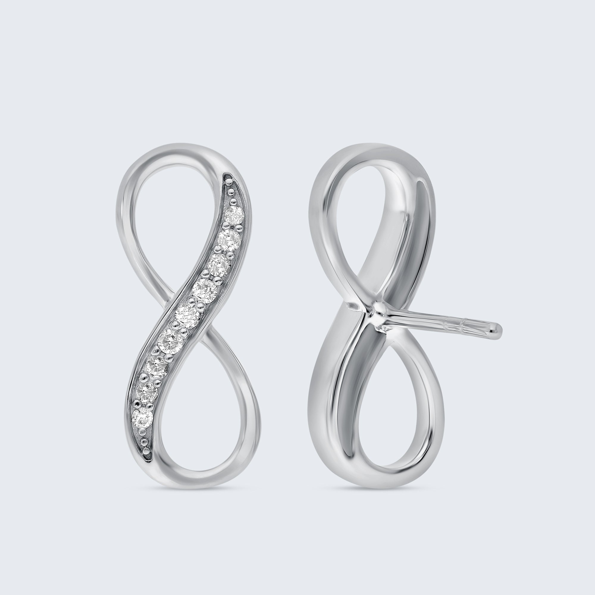 インフィニティ ダイヤ ピアス ダイヤモンド イヤリング – 18Kゴールド、0.10カラット