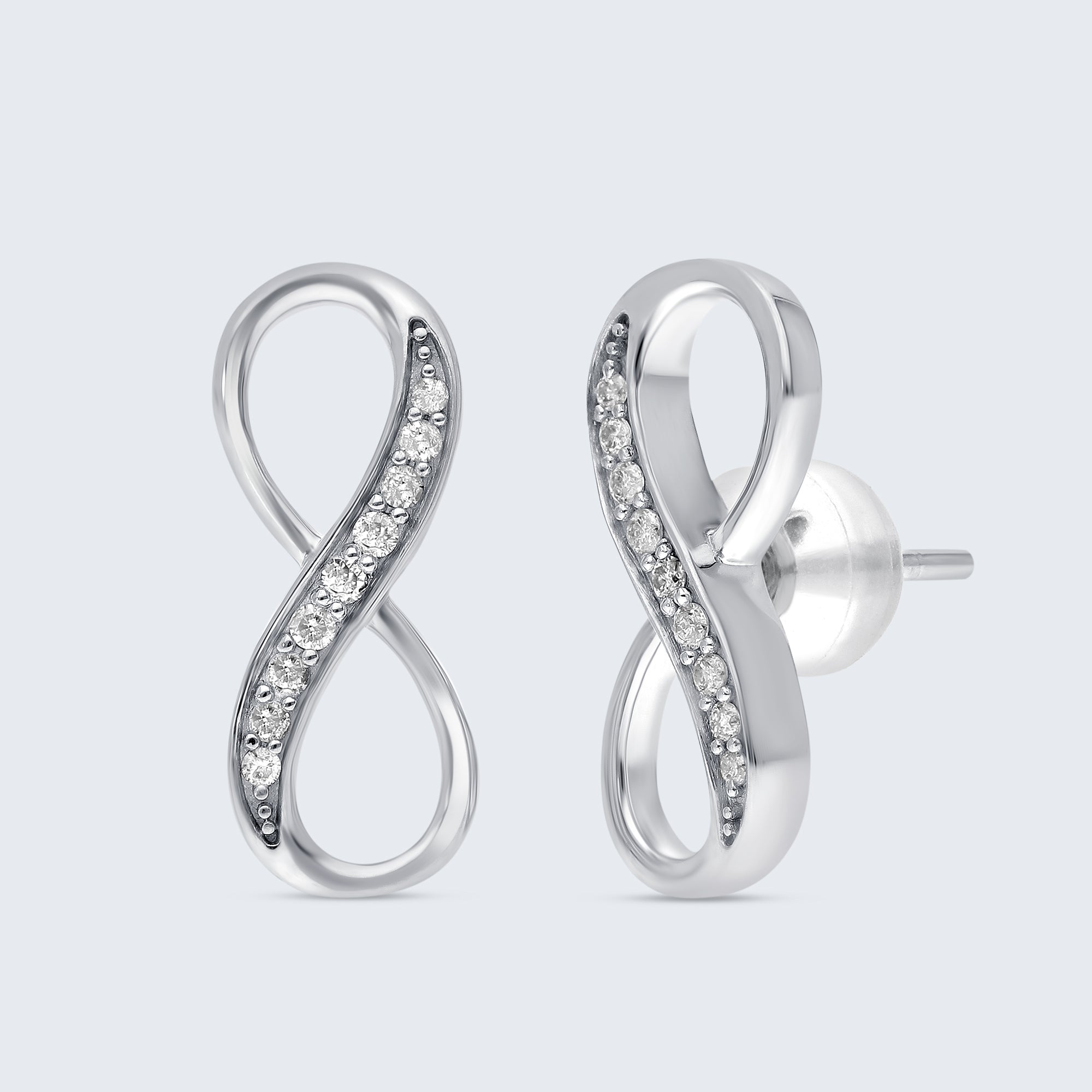 インフィニティ ダイヤ ピアス ダイヤモンド イヤリング – 18Kゴールド、0.10カラット