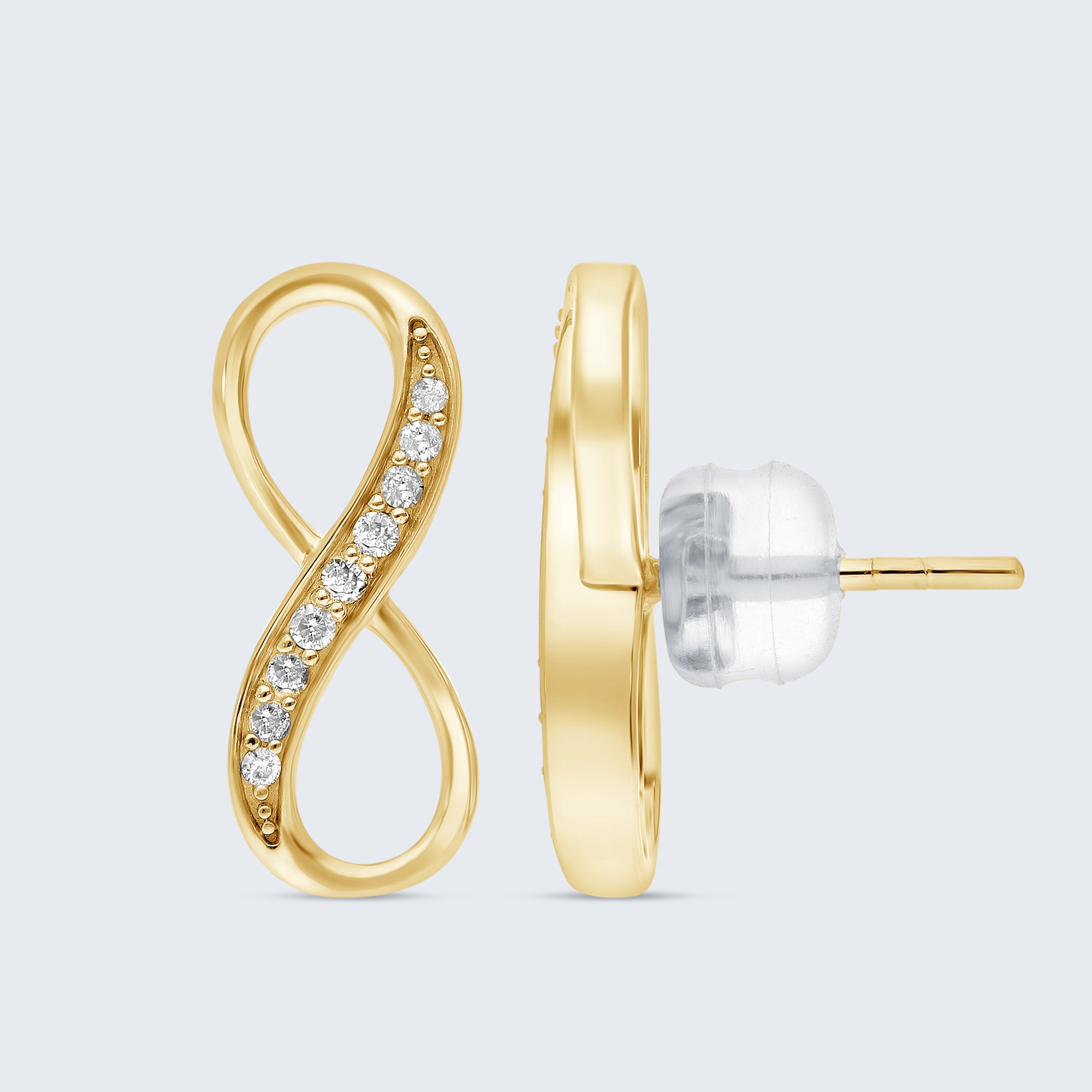 インフィニティ ダイヤ ピアス ダイヤモンド イヤリング – 18Kゴールド、0.10カラット