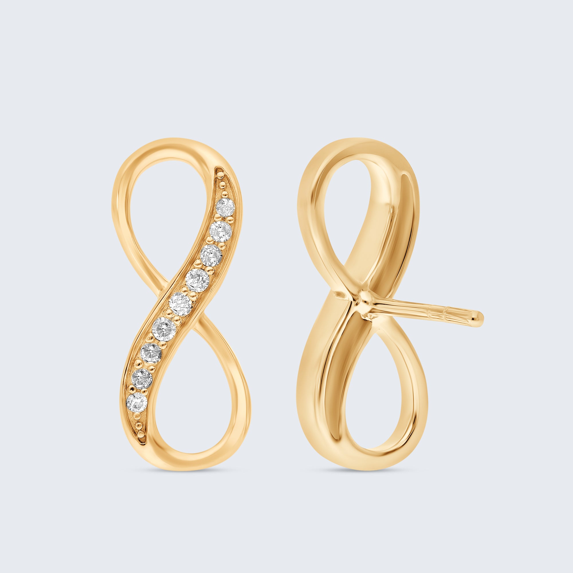 インフィニティ ダイヤ ピアス ダイヤモンド イヤリング – 18Kゴールド、0.10カラット