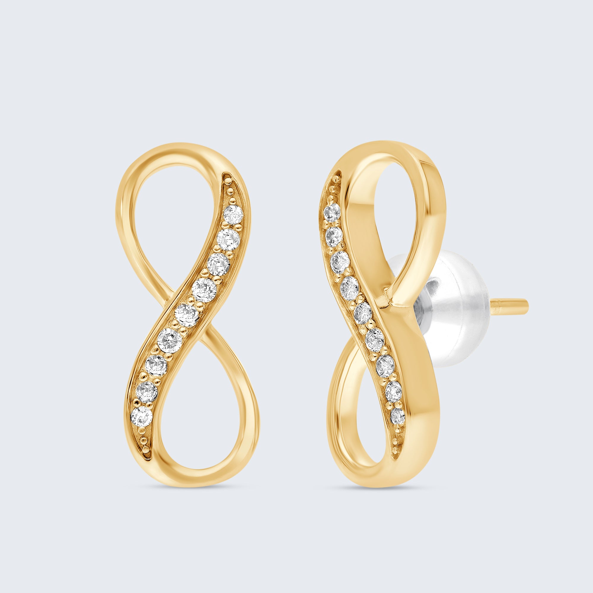 インフィニティ ダイヤ ピアス ダイヤモンド イヤリング – 18Kゴールド、0.10カラット