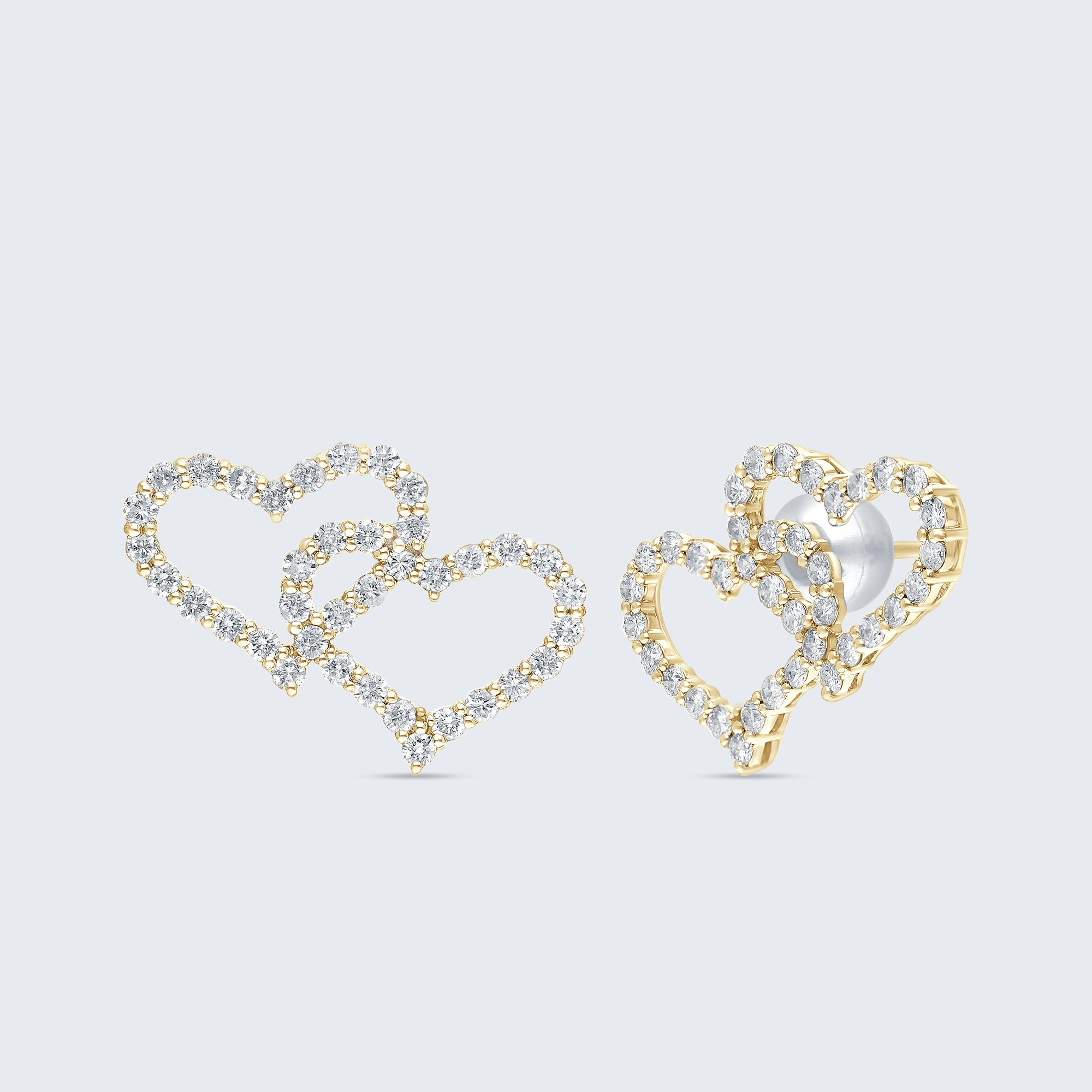 オープンハート ダイヤモンド イヤリング – 18Kゴールド、1.0カラット