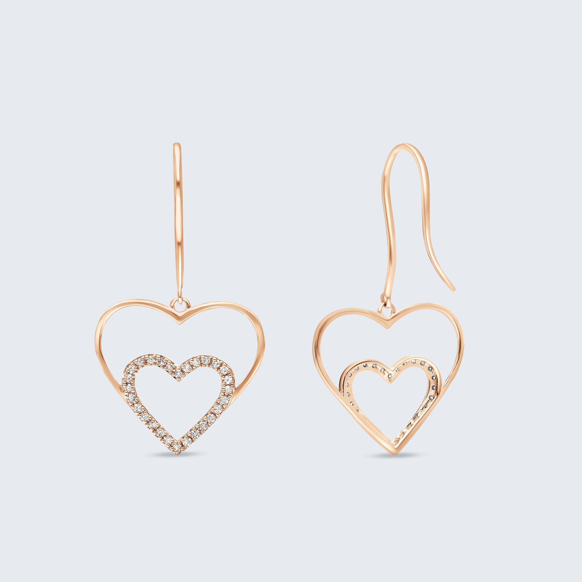 オープンハート ダイヤモンド イヤリング – 18Kゴールド、0.30カラット