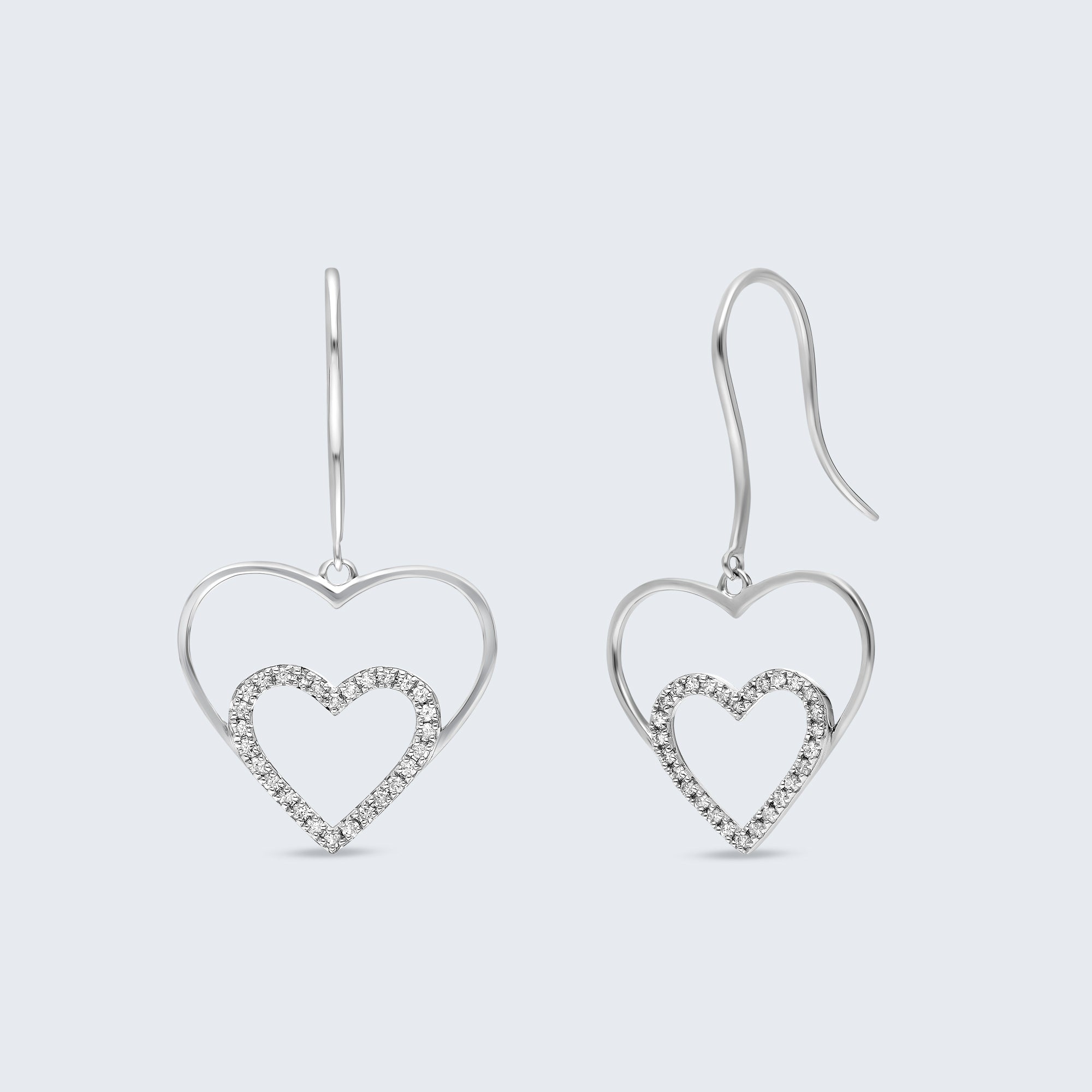 オープンハート ダイヤモンド イヤリング – 18Kゴールド、0.30カラット