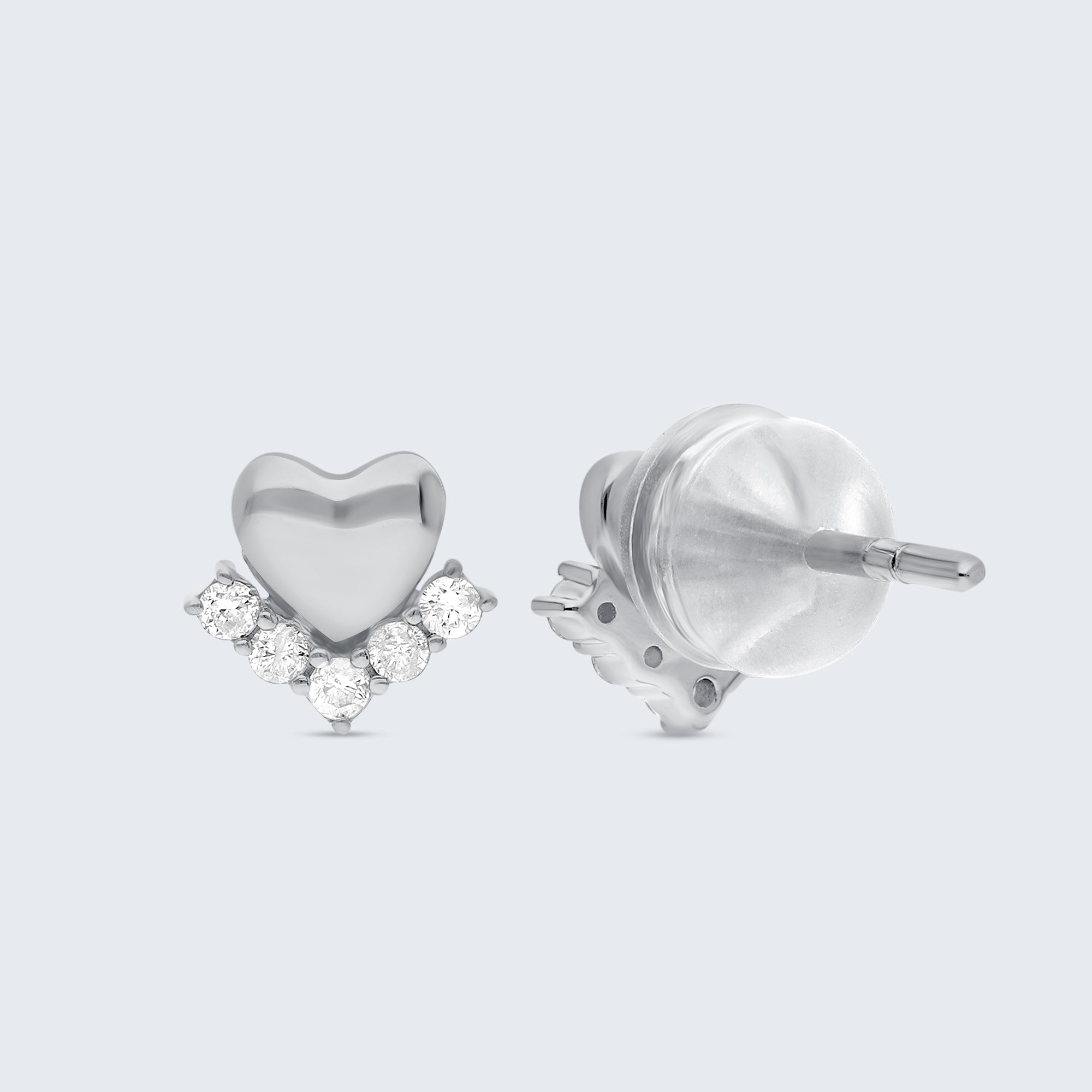 フローティングハート ダイヤモンド イヤリング – 18Kゴールド、0.10カラット