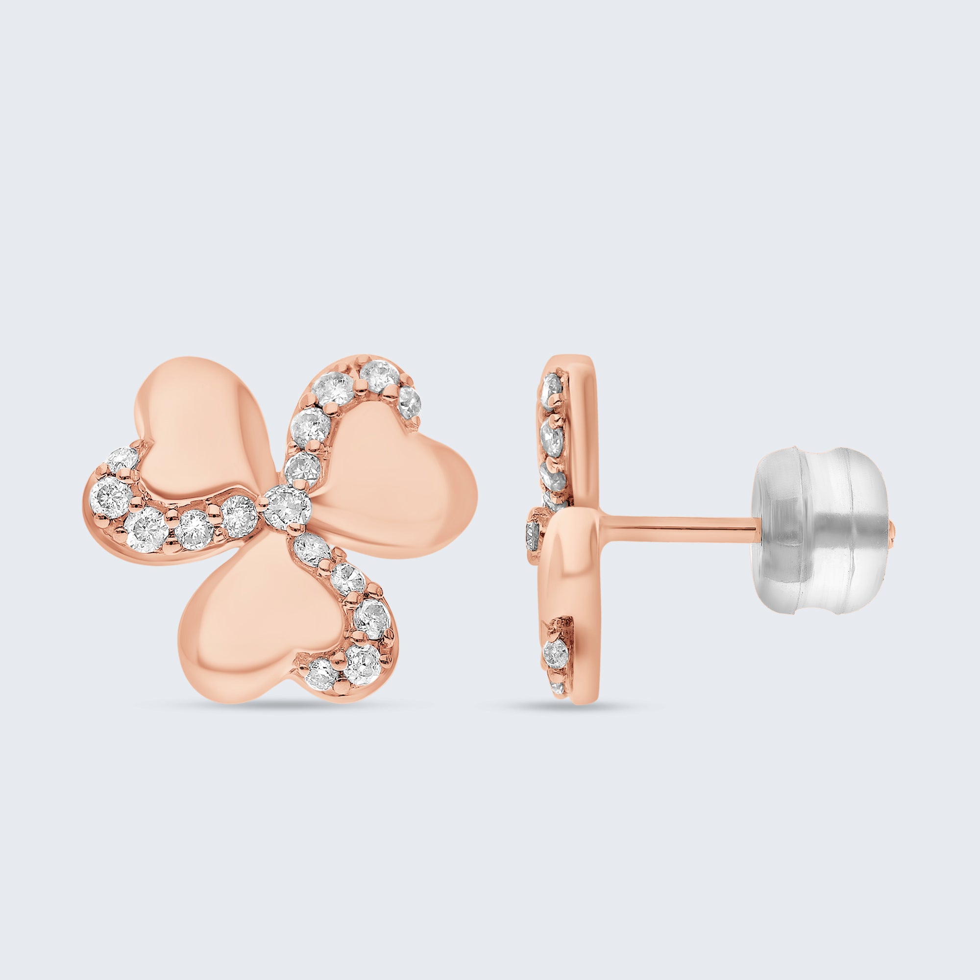 ペタルハート ダイヤモンドイヤリング – 18Kゴールド、0.24カラット