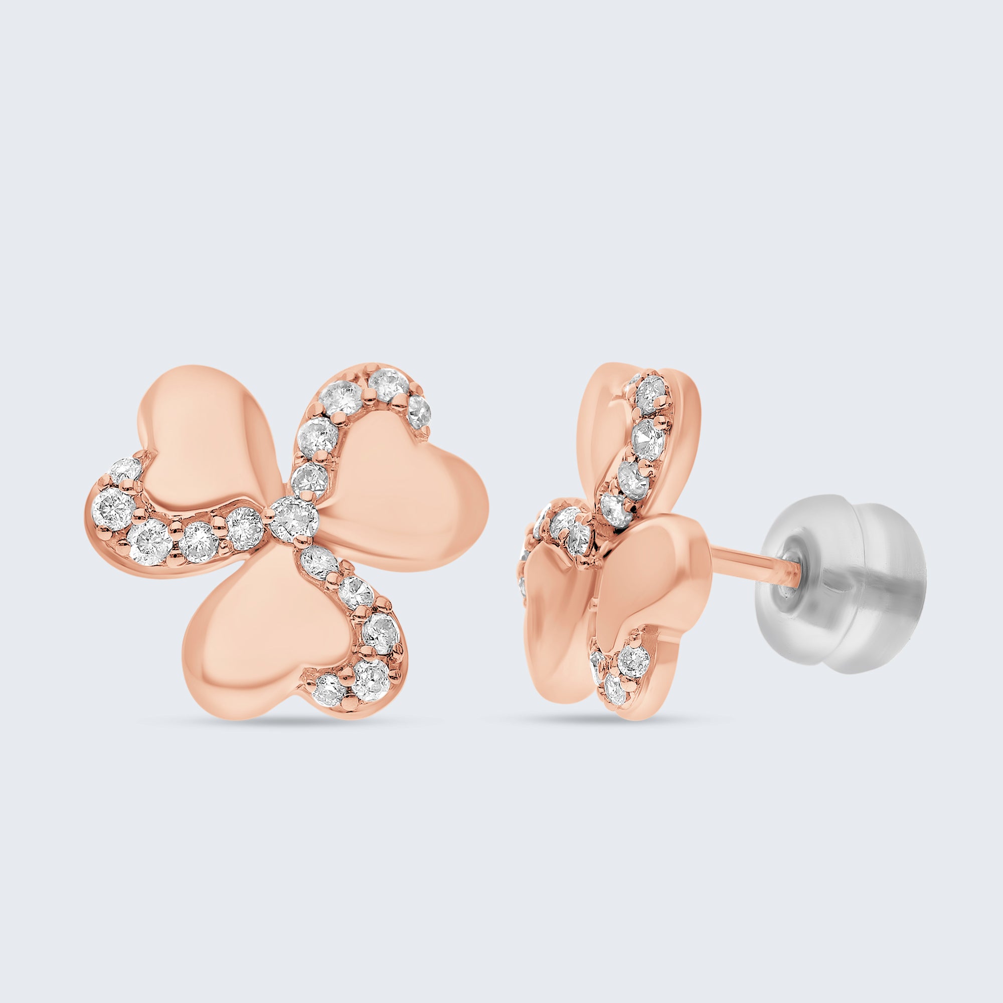 ペタルハート ダイヤモンドイヤリング – 18Kゴールド、0.24カラット