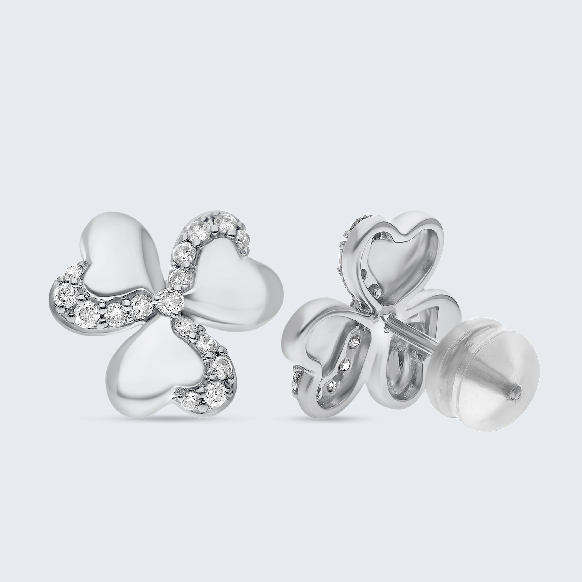 ペタルハート ダイヤモンドイヤリング – 18Kゴールド、0.24カラット