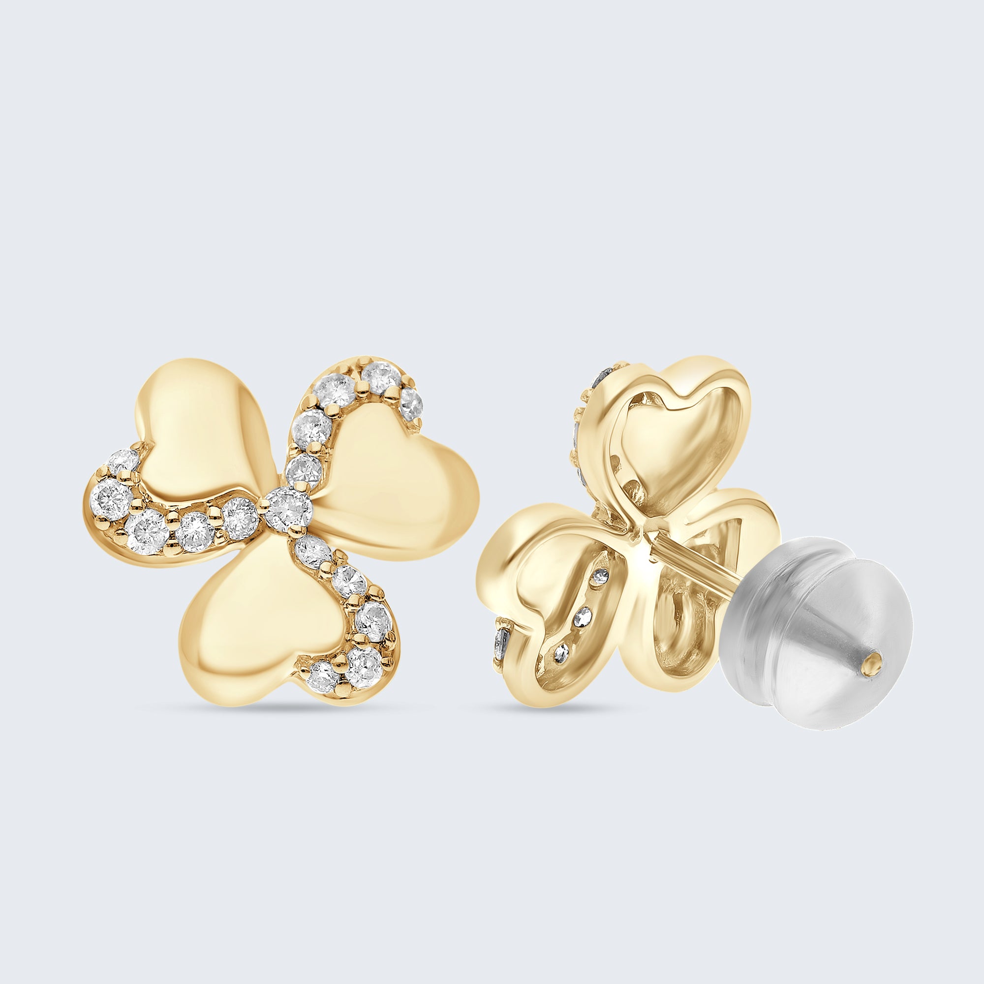 ペタルハート ダイヤモンドイヤリング – 18Kゴールド、0.24カラット
