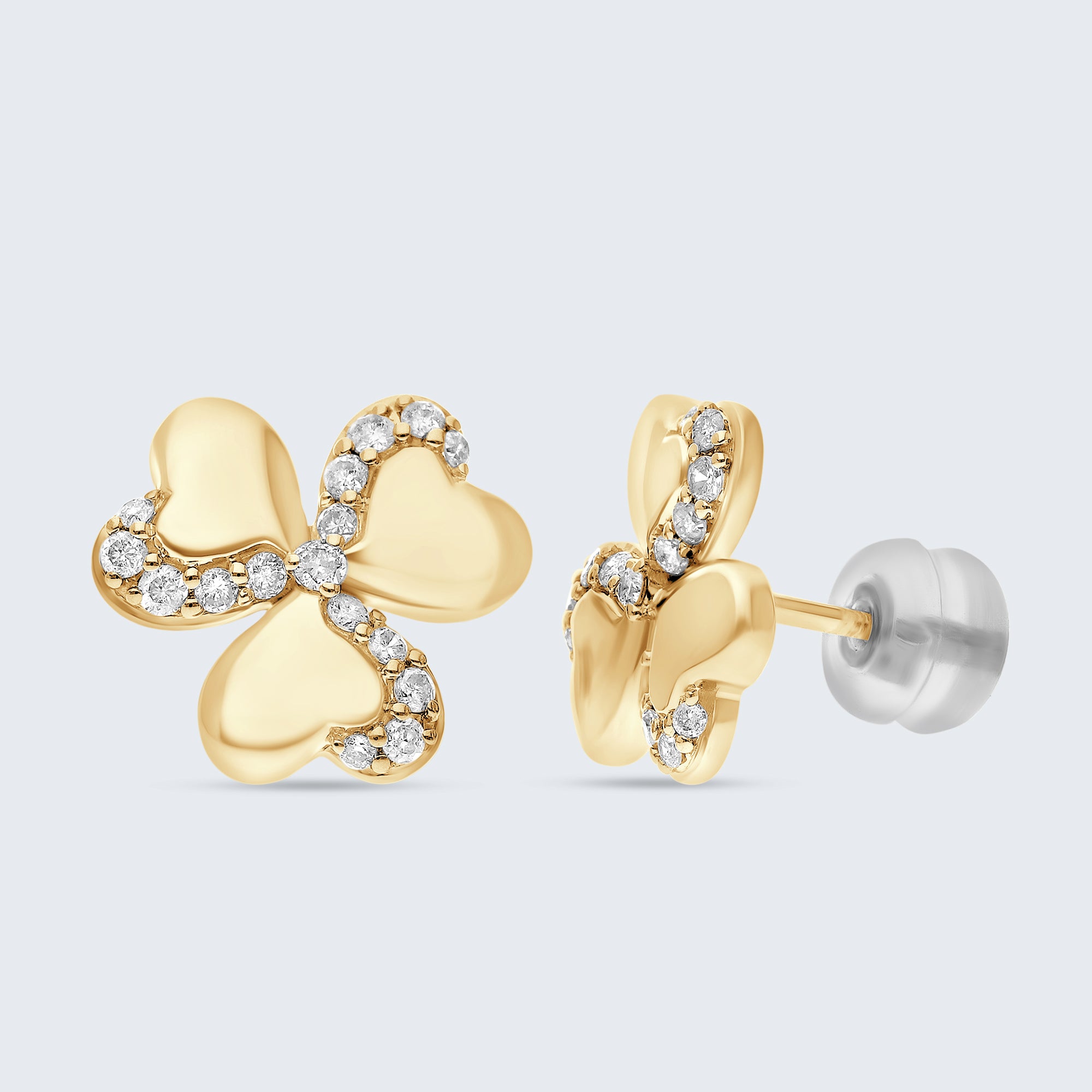 ペタルハート ダイヤモンドイヤリング – 18Kゴールド、0.24カラット