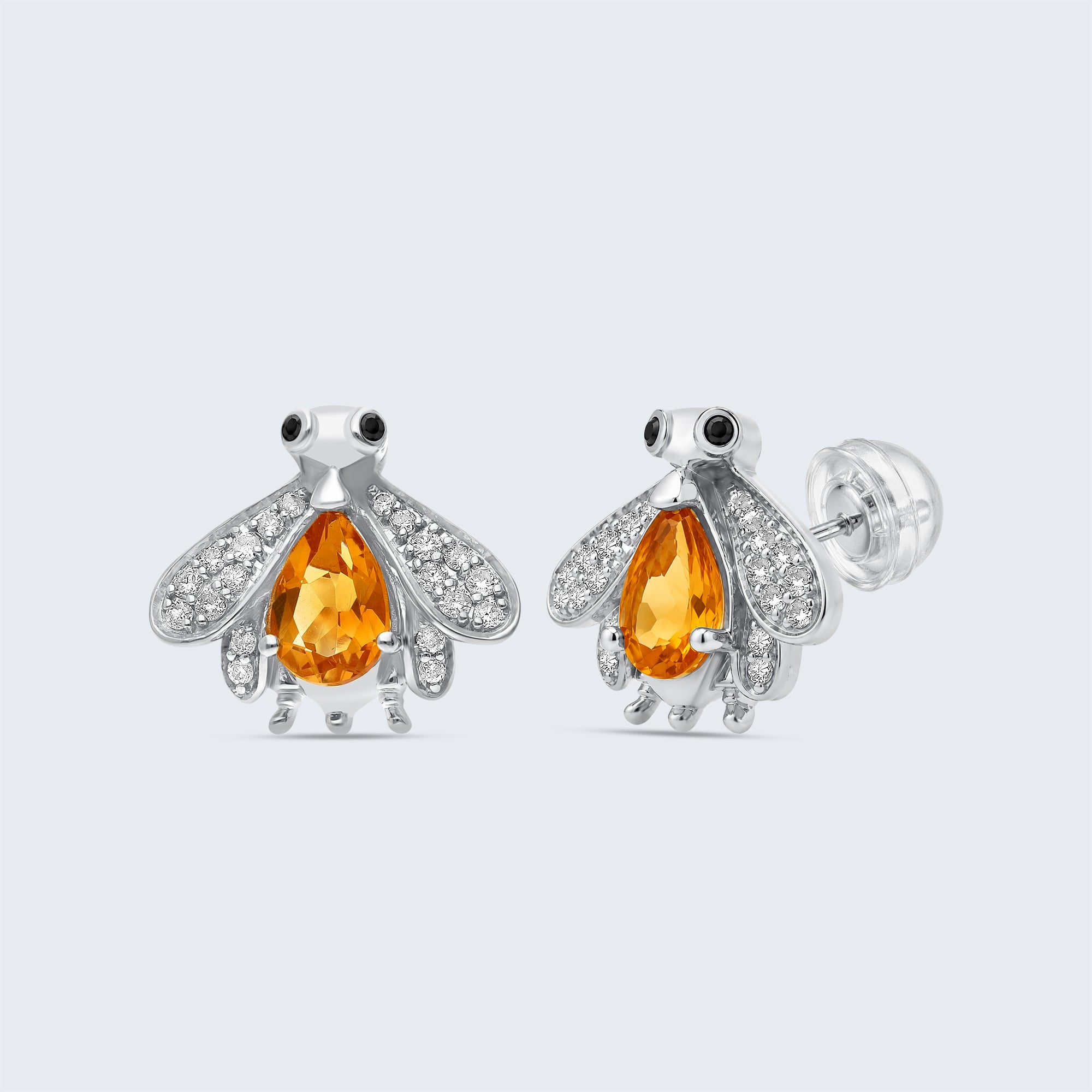 Bee ダイヤモンド＆ジェムストーン・ピアス（K18ゴールド、ダイヤモンド＆カラーストーン）