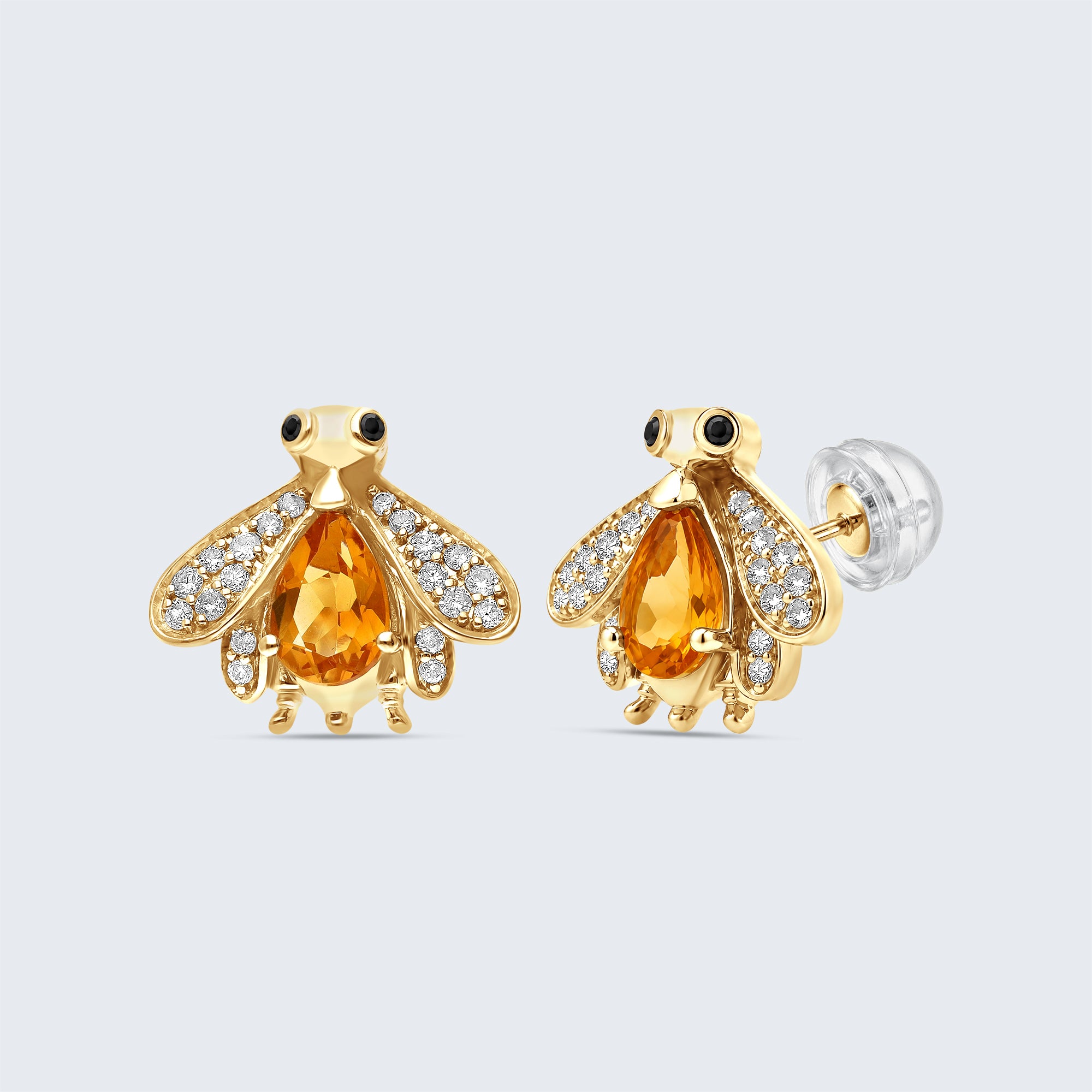 Bee ダイヤモンド＆ジェムストーン・ピアス（K18ゴールド、ダイヤモンド＆カラーストーン）