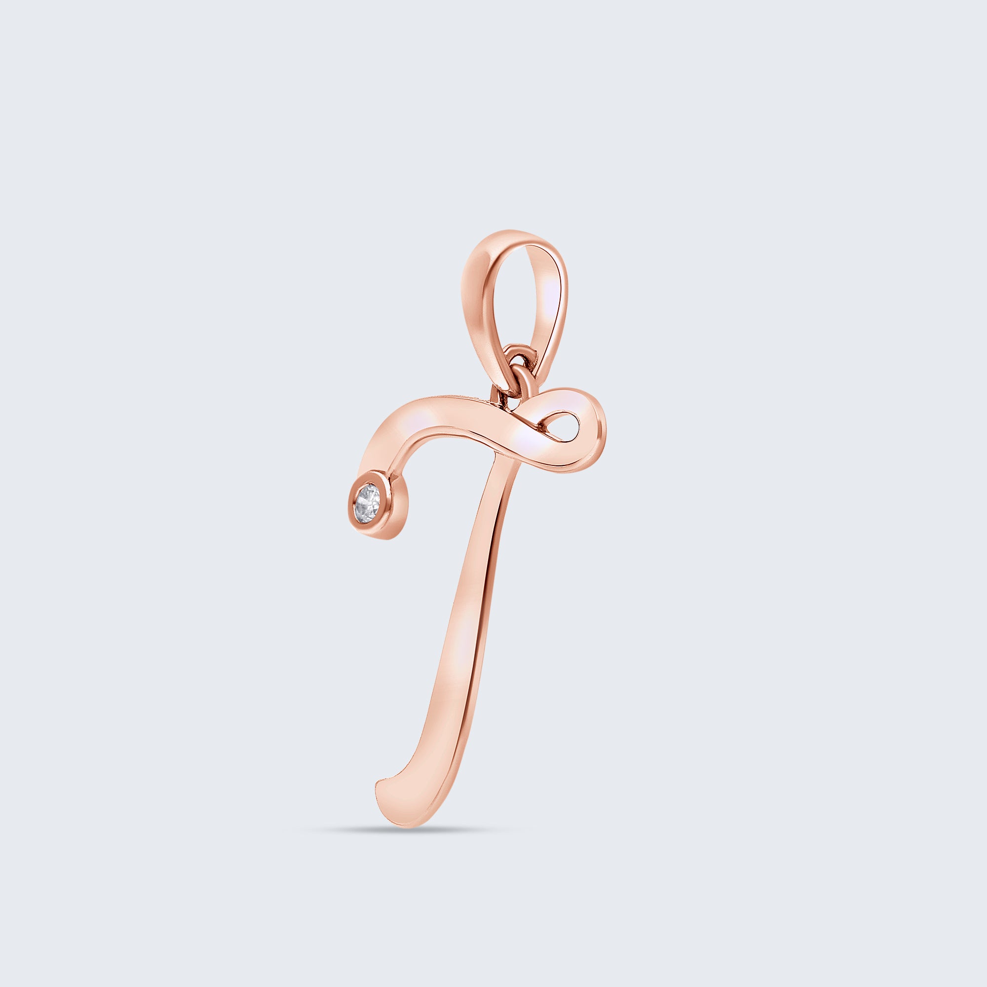 K18 イニシャルペンダント「T」 – 0.01ct ダイヤモンド（チェーンはオプション）