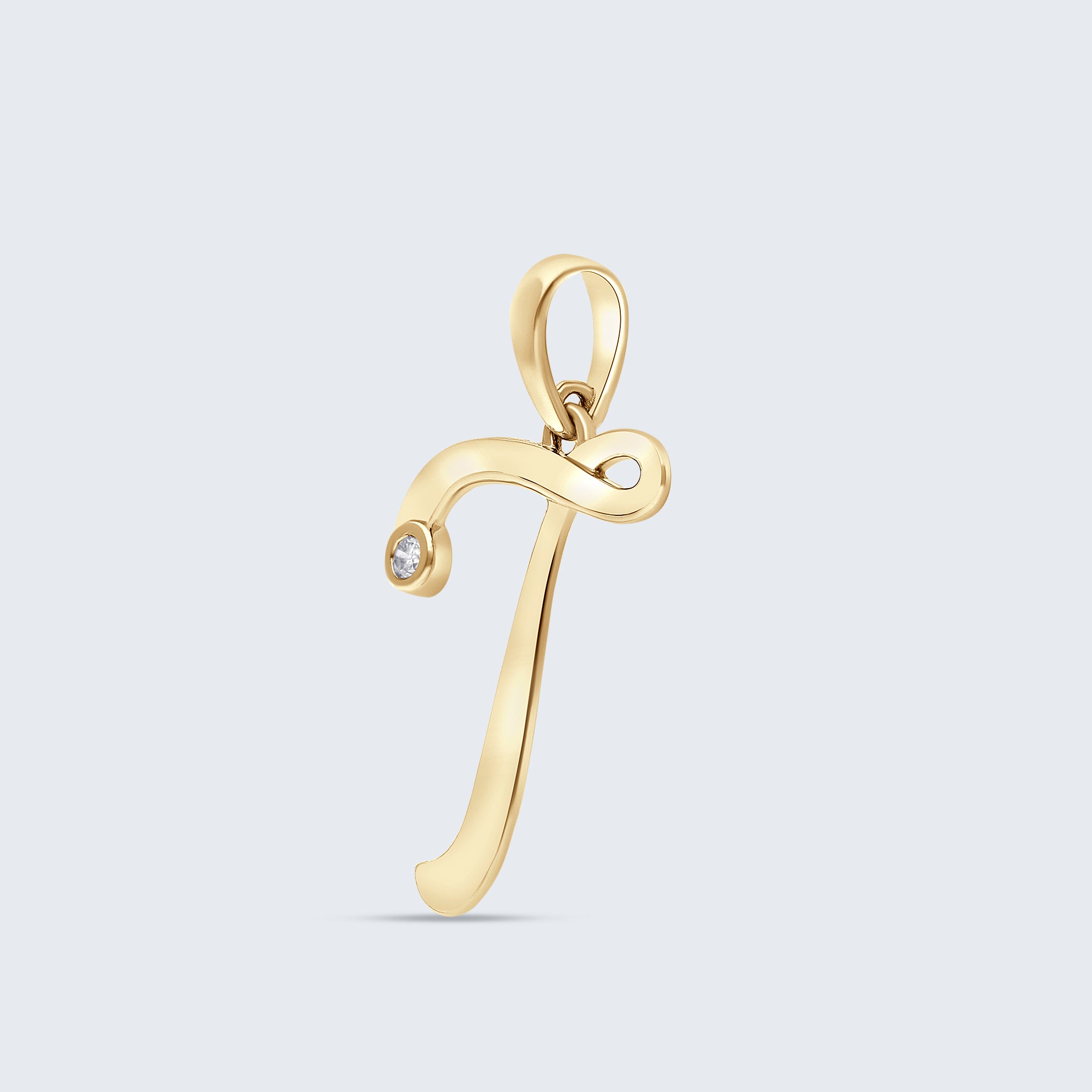 K18 イニシャルペンダント「T」 – 0.01ct ダイヤモンド（チェーンは