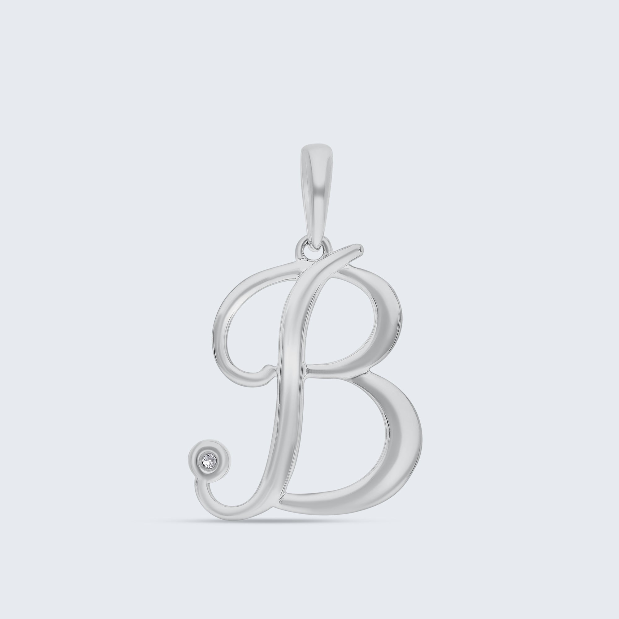 K18 イニシャルペンダント「B」 – 0.01カラットダイヤモンド（チェーンオプションあり）